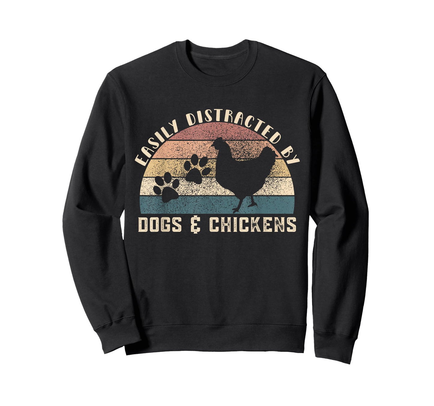 Easily Distracted By Dogs Chickens Retro Funny Chicken Dog T-Shirt