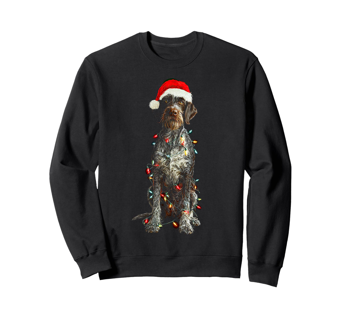 Funny German Wirehaired Pointer Christmas Graphic Dog Lights T-Shirt