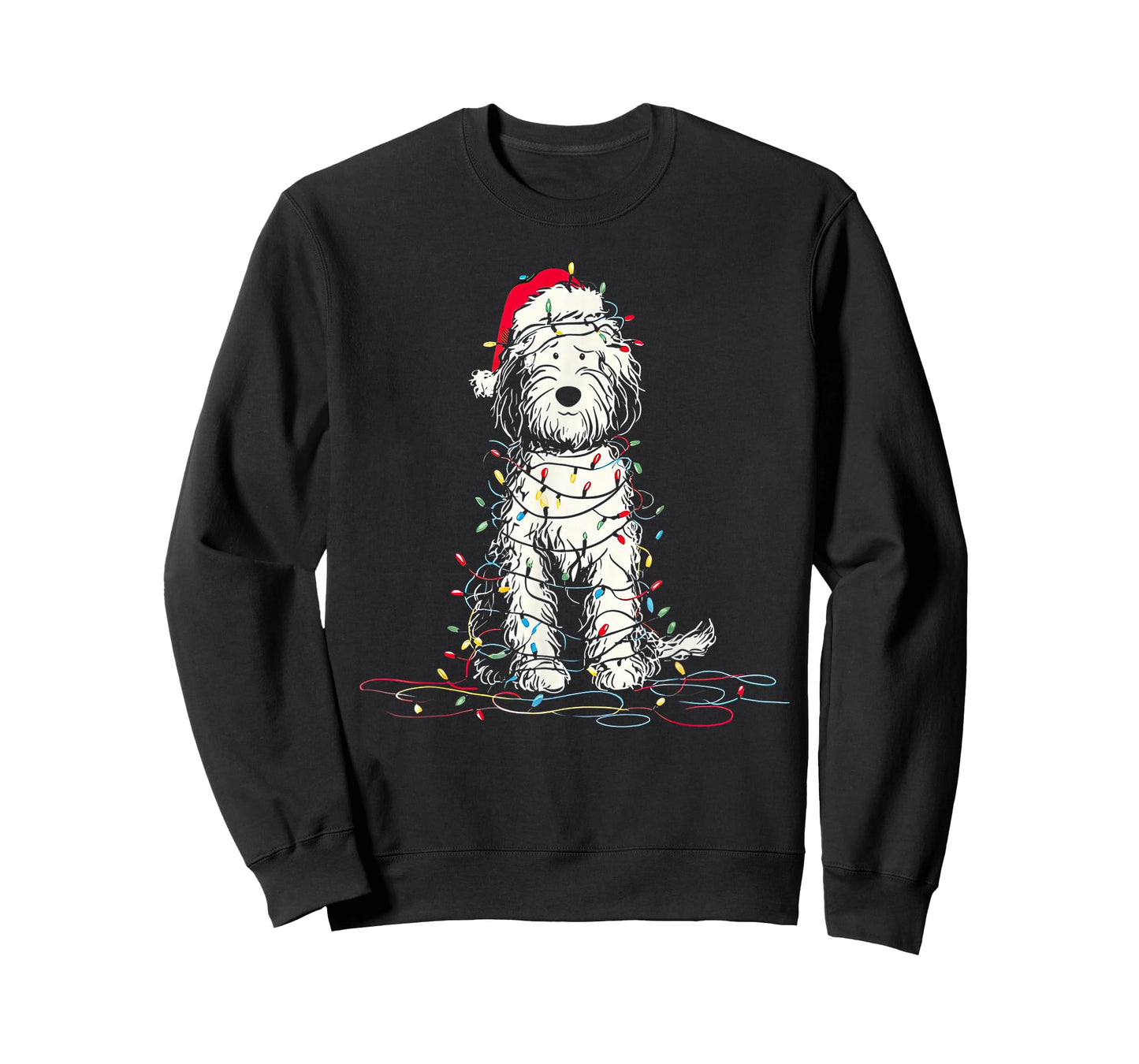 Funny Sheepadoodle Christmas Graphics Dog Lights Lover T-Shirt