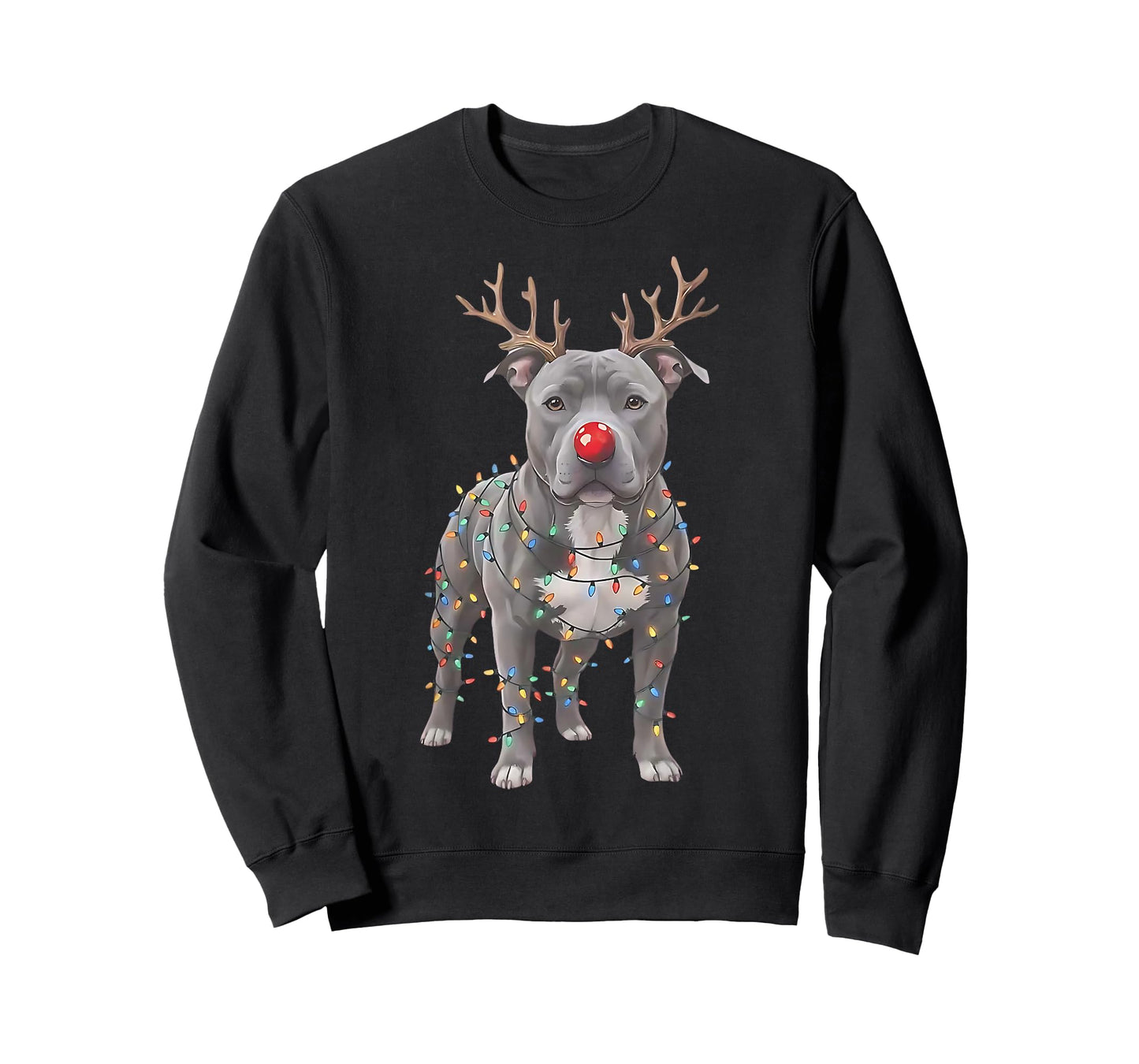 Christmas Pittie Xmas Dog Reindeer Nose Dog Lover Dog Mom T-Shirt