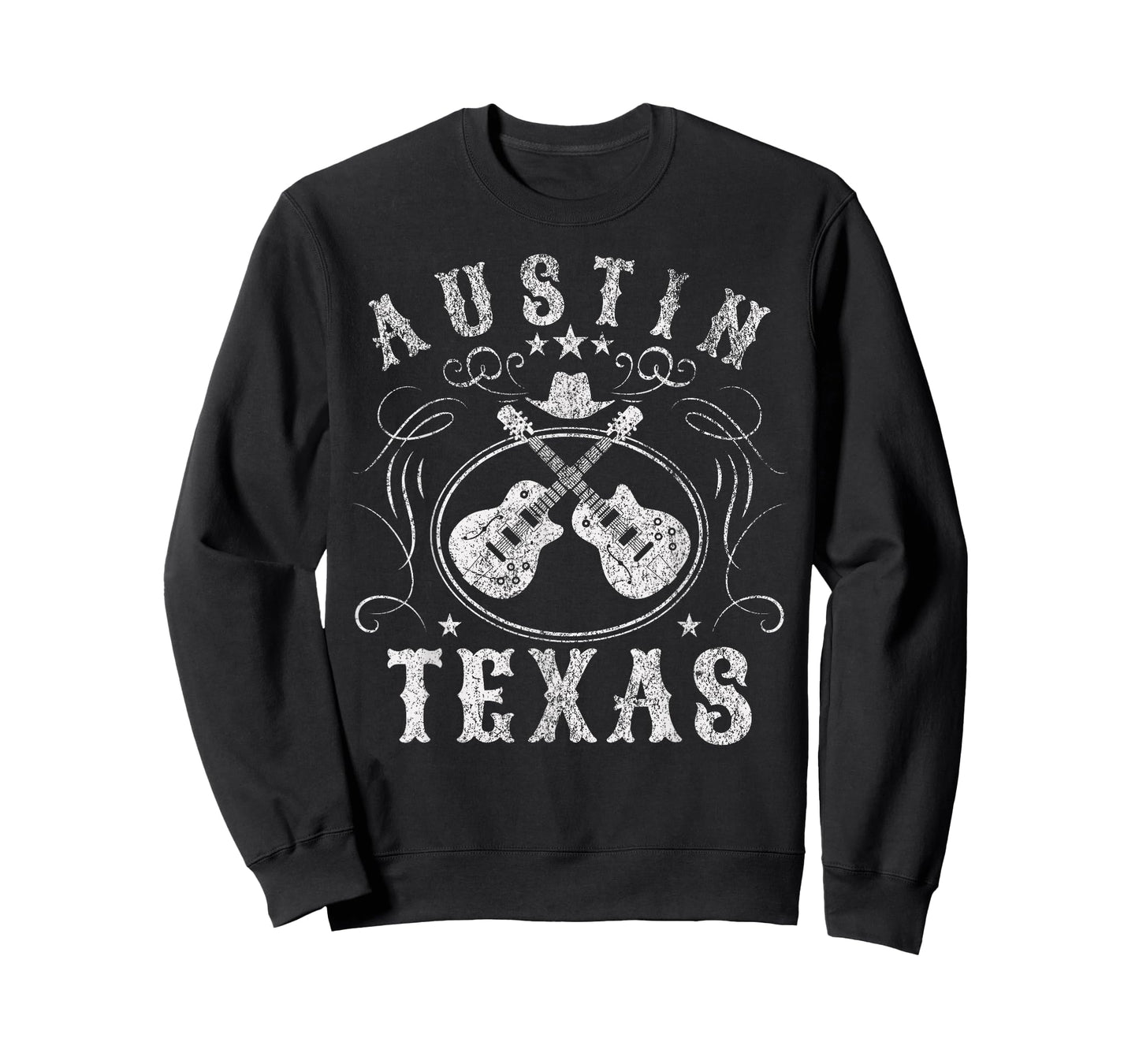 Austin Texas USA Travel T-Shirt - Black - Unisex-Adults - Small - Classic Fit - Short Sleeve - Polyester - Music Travel T-Shirt