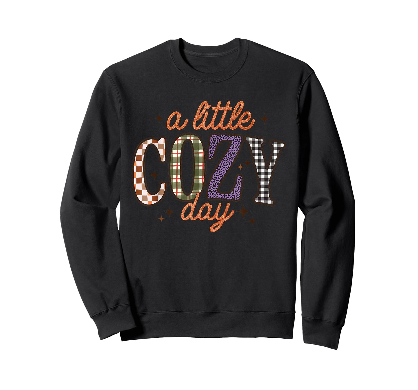 A Little Cozy Day Retro Plaid Leopard Checkered Fall Relax T-Shirt