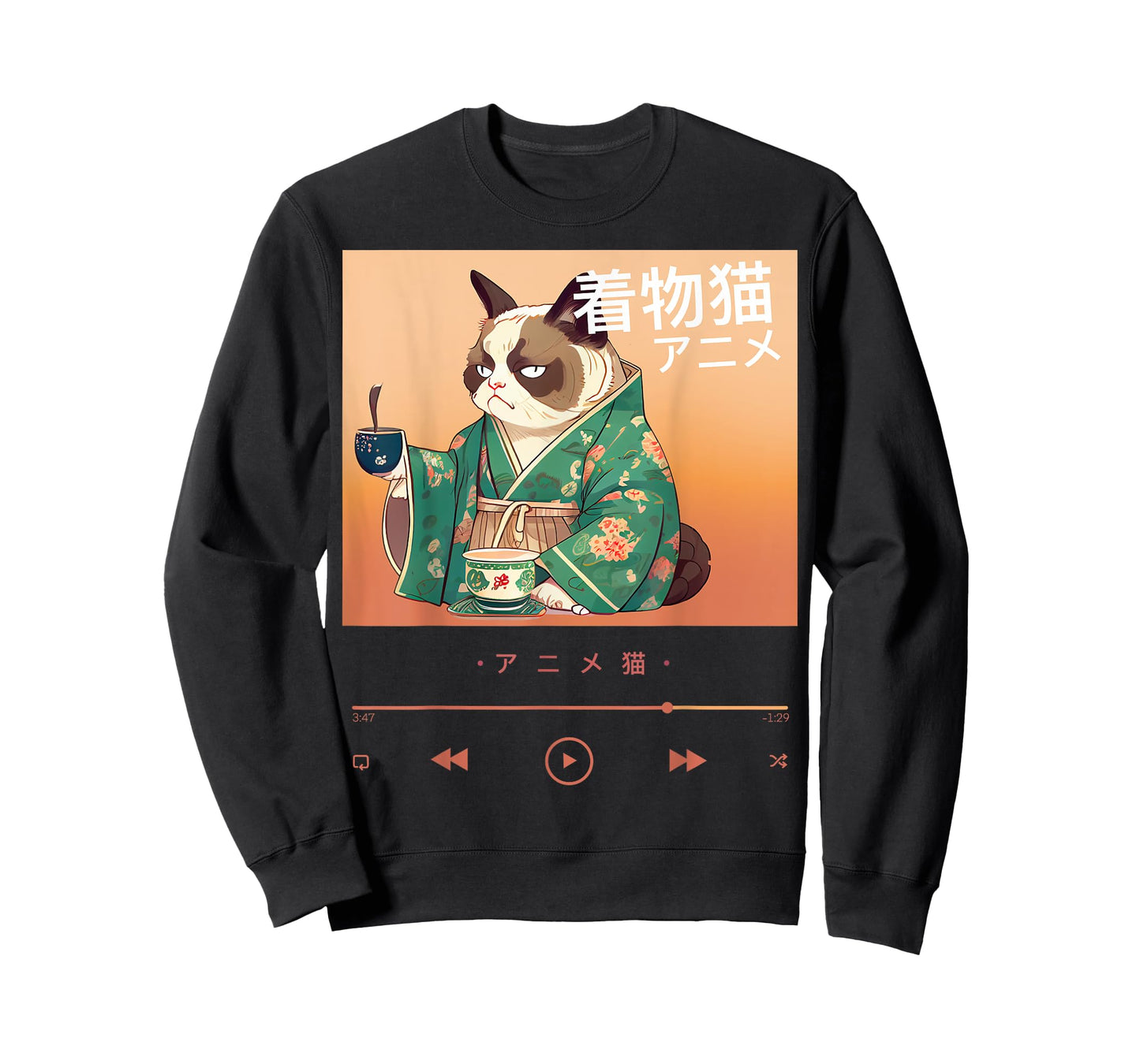 Cute Anime Cat in Colorful Japanese Outfit Men Women Kids T-Shirt