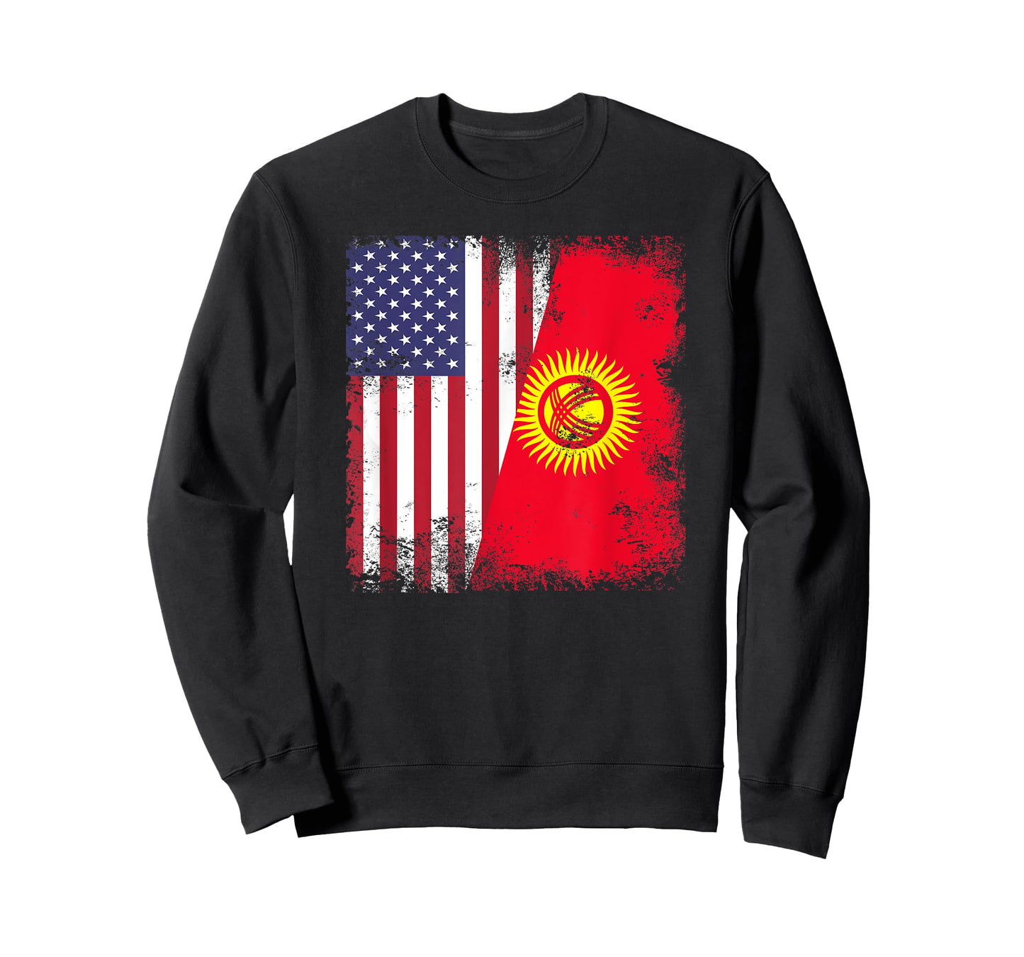 Half Kyrgyz Flag | Vintage Kyrgyzstan USA Gift T-Shirt