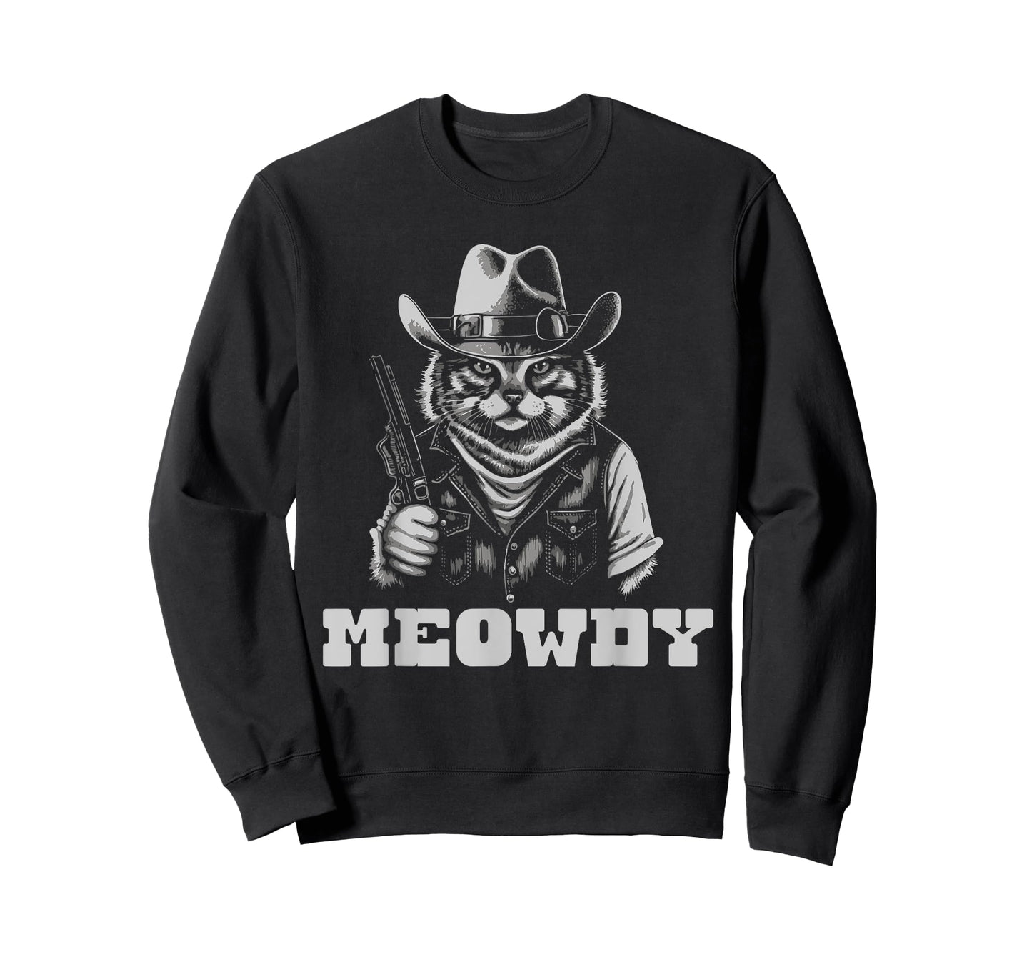 Meowdy Outlaw Funny Country Music Cat Cowboy Hat Vintage T-Shirt