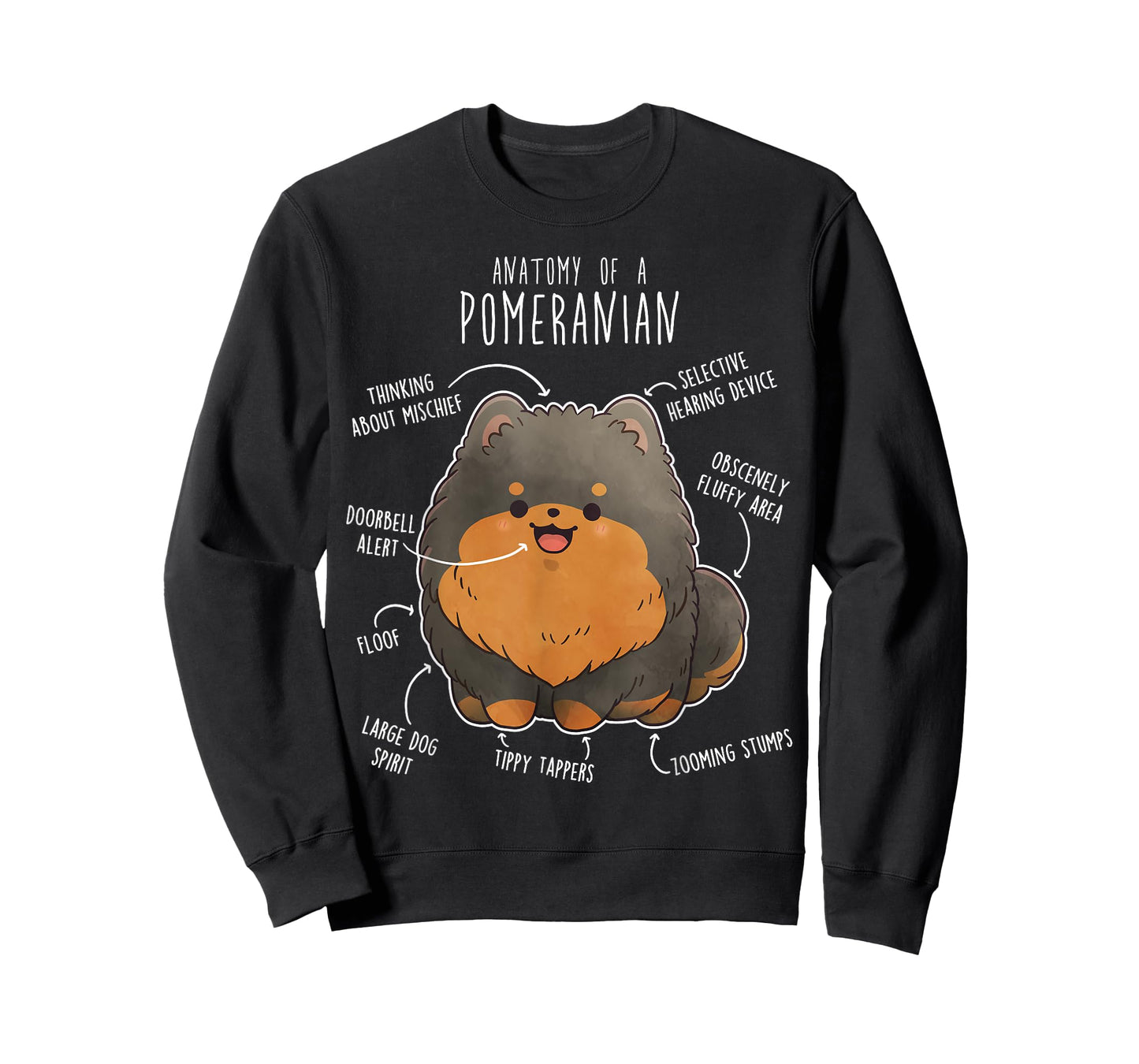 Black and Tan Pomeranian Dog Anatomy, Funny Cute Pet Pom Mom T-Shirt