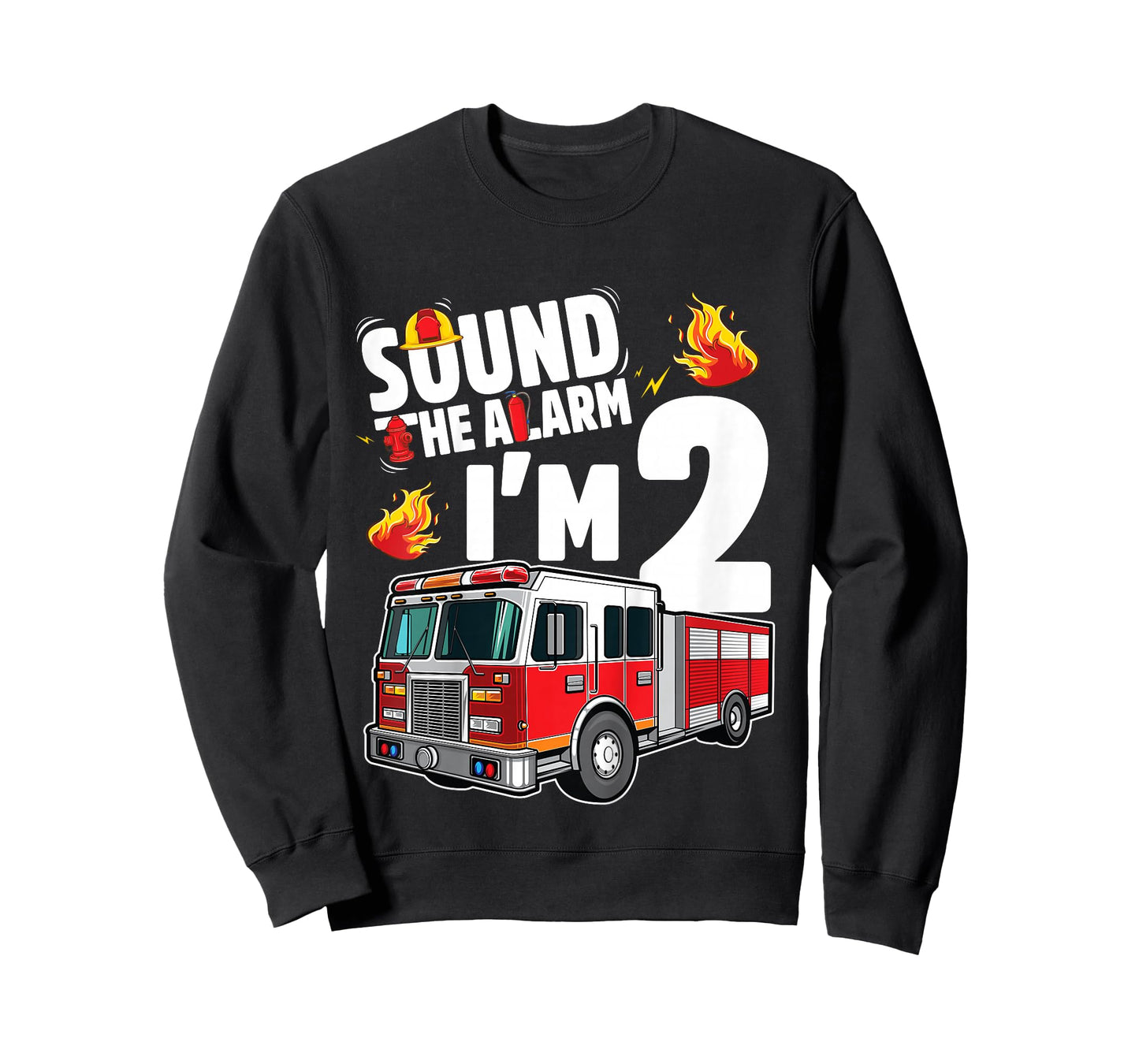 Fire Truck 2nd Birthday Boy Firefighter 2 Year Old T-Shirt