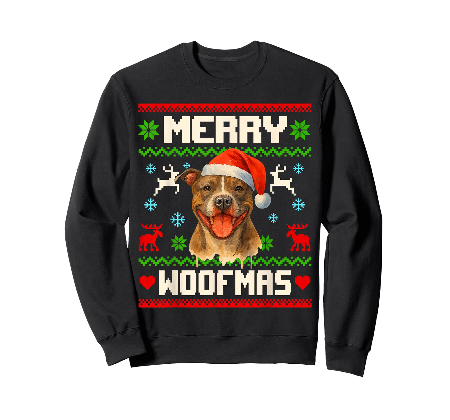 Funny Pitbull Dog Christmas Ugly Sweater Pet Dog Lover Xmas T-Shirt