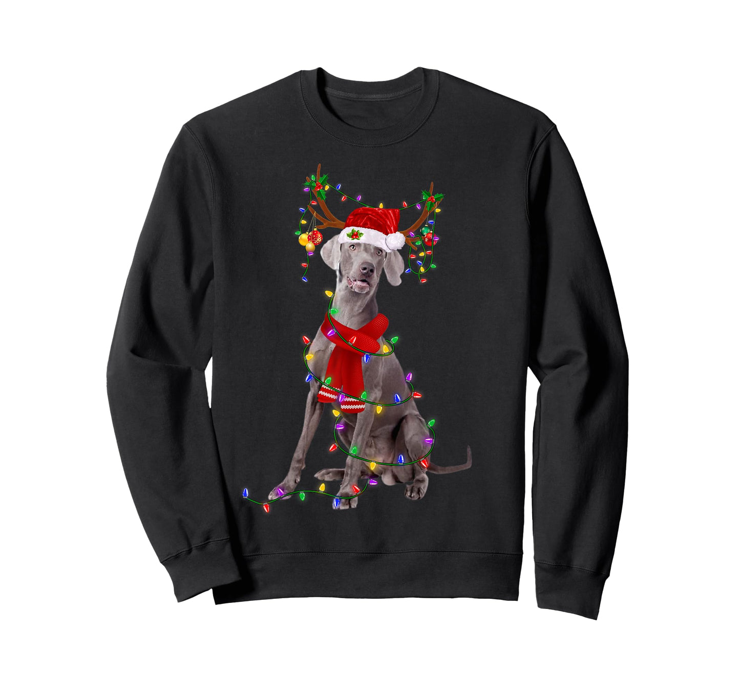 Funny Weimaraner Dog Tree Christmas Lights Xmas Pajama Men Women Kids T-Shirt