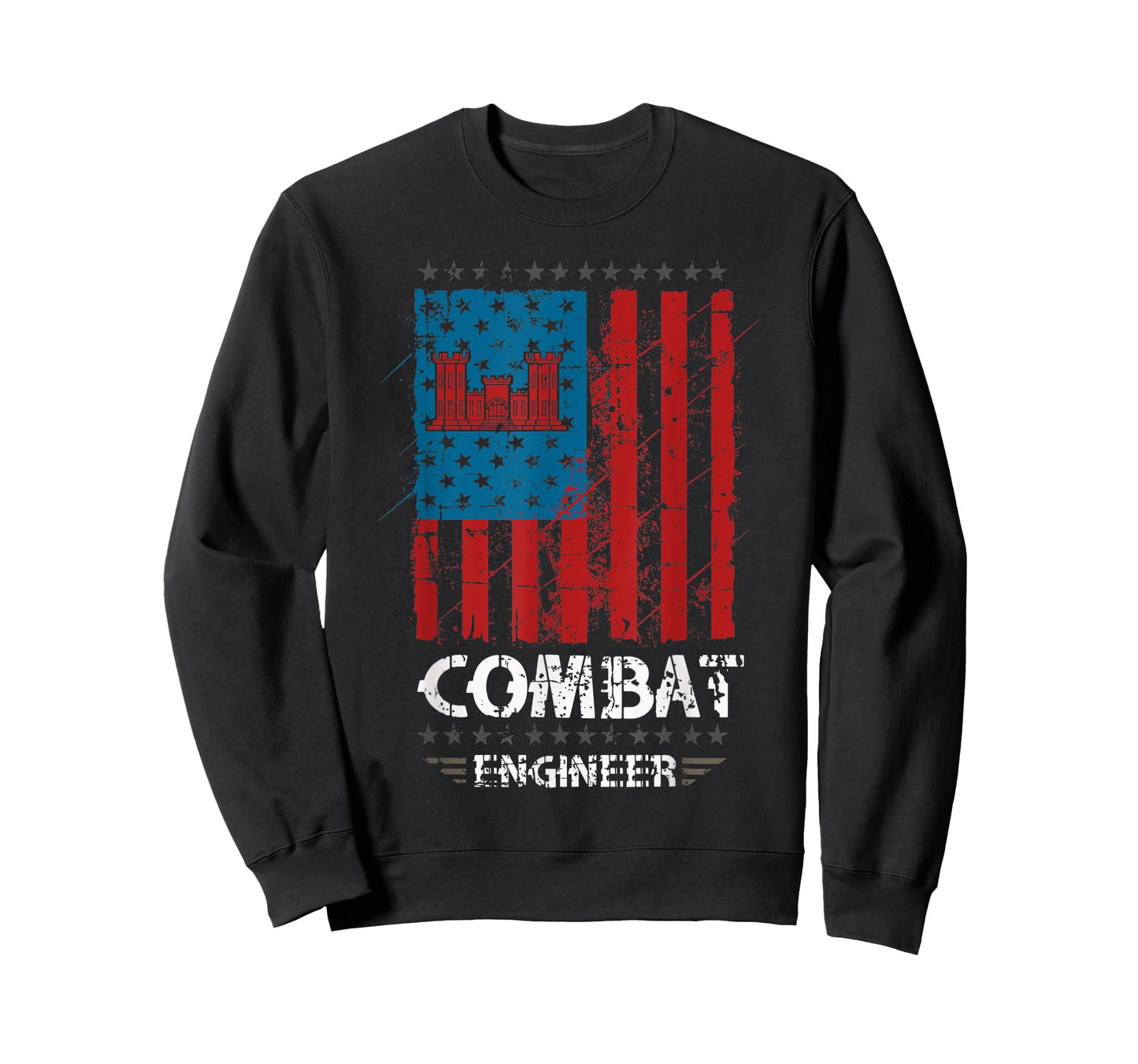 Combat Engineer - American Flag Distressed - U.S. Military Women Men T-Shirt