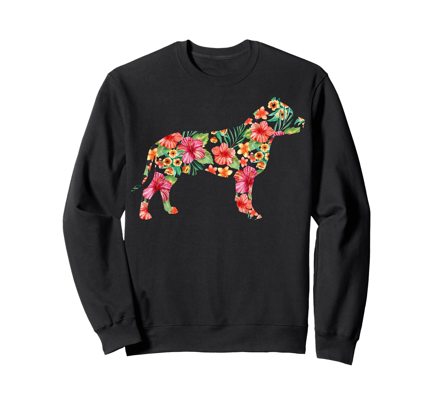Pit Bull Flower Funny Dog Silhouette Floral Gifts Women Men T-Shirt