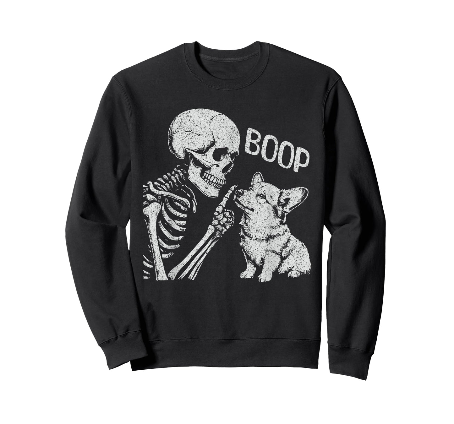 Funny Skeleton Hand Goth Boop Corgi Dog Nose Halloween T-Shirt