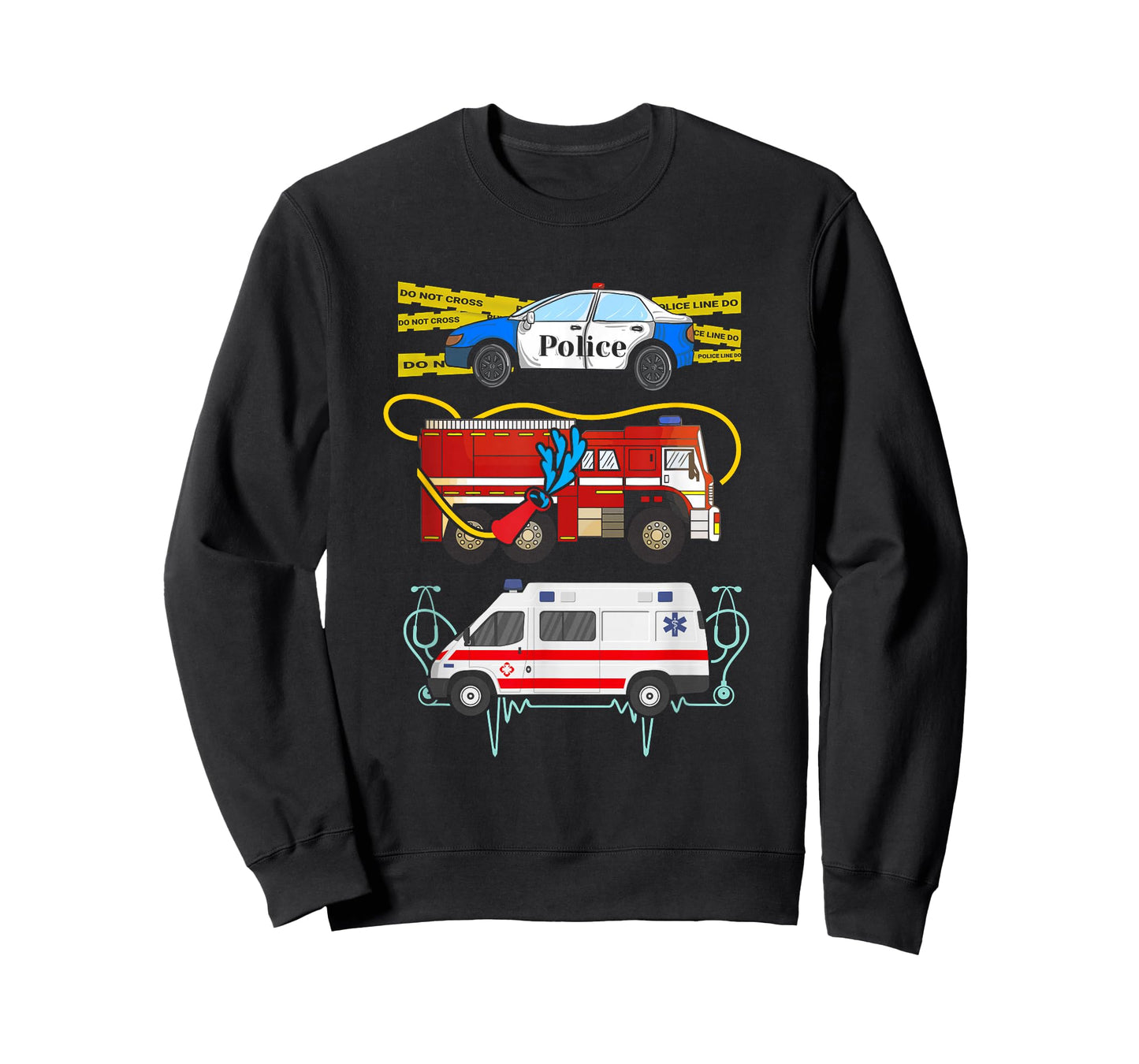 Police Car Fire Truck Ambulance First Responders T-Shirt