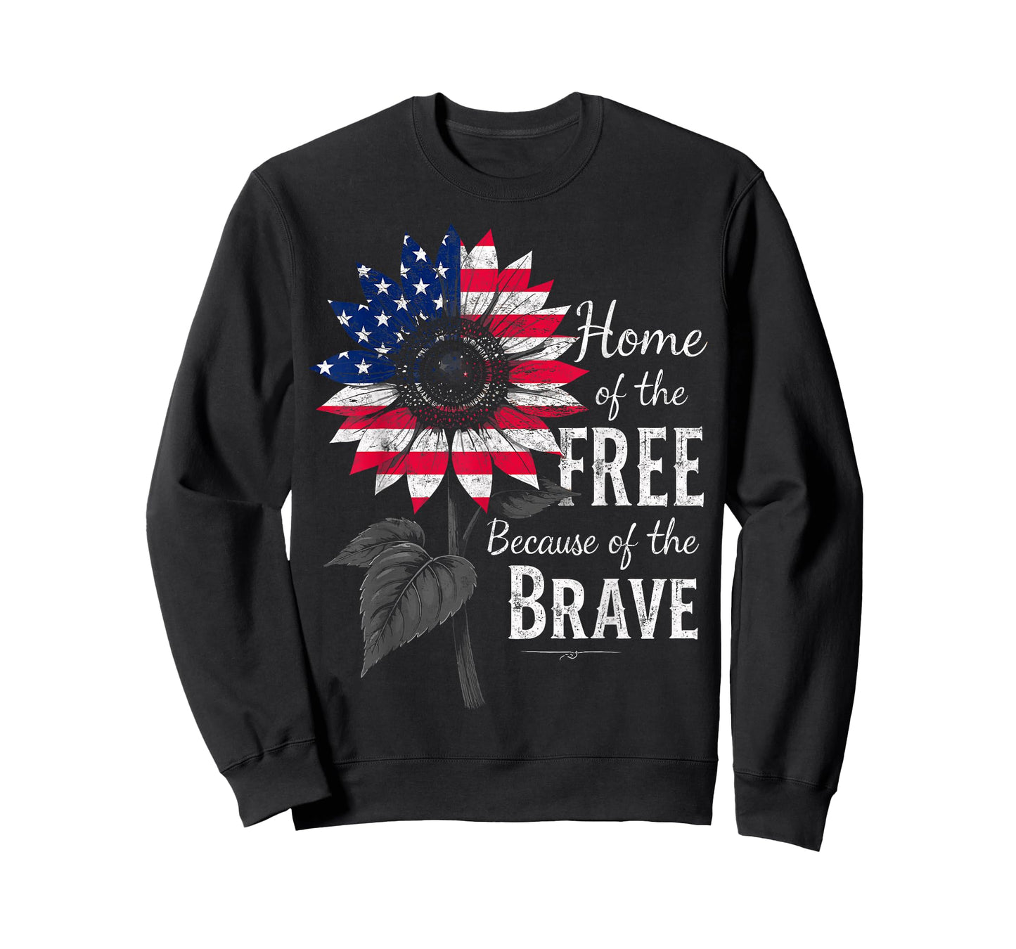 Home of a Free Because of The Brave US Flag Sunflower Tee T-Shirt