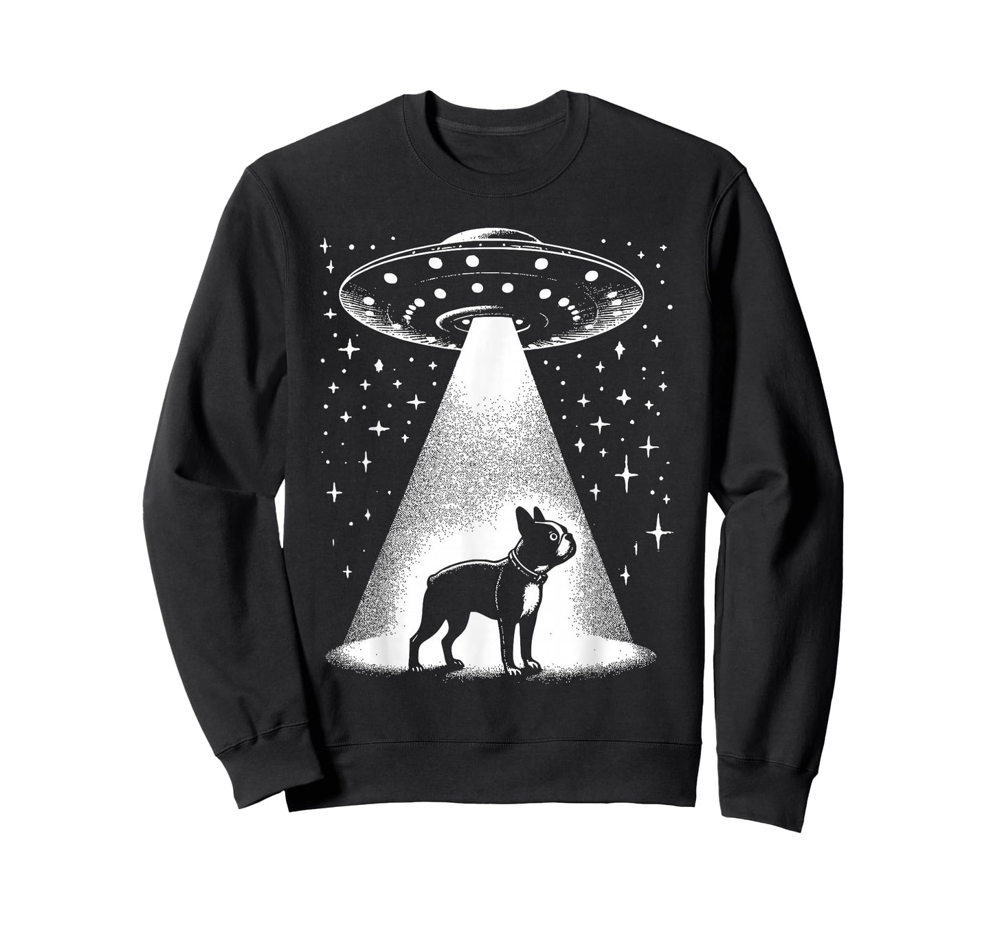 Boston Terrier Mom Dad Dog - Funny Alien UFO T-Shirt for Men Women