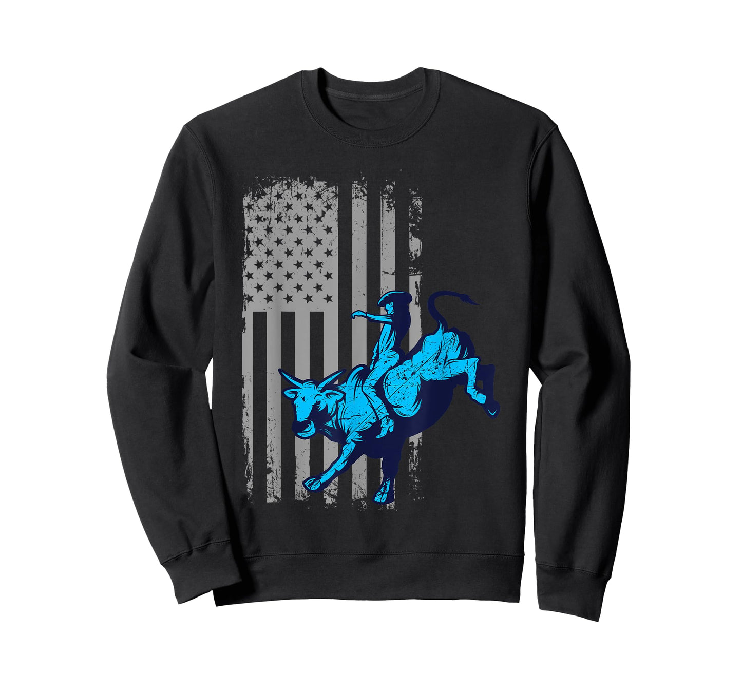 Vintage American Flag Bucking Bull Riding Patriotism Rodeo Women Kids Men T-Shirt