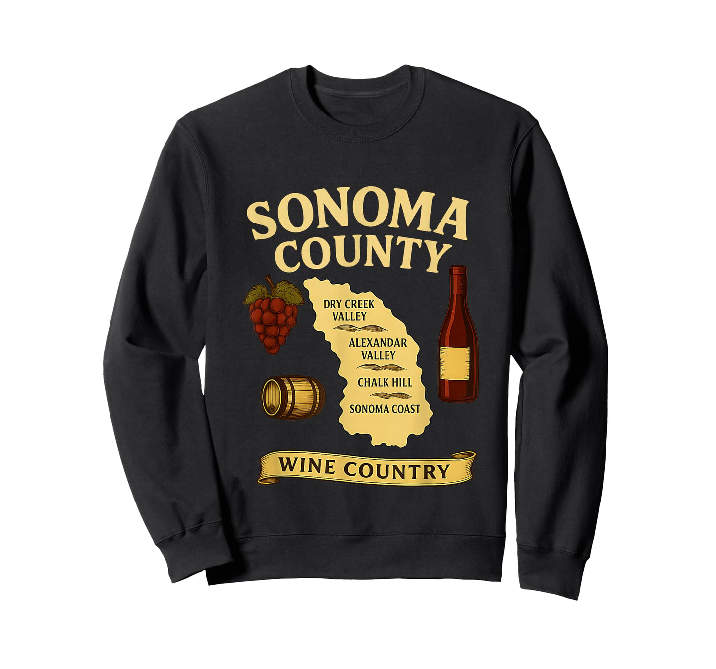 Sonoma County Wine Country Map California Vineyard T-Shirt