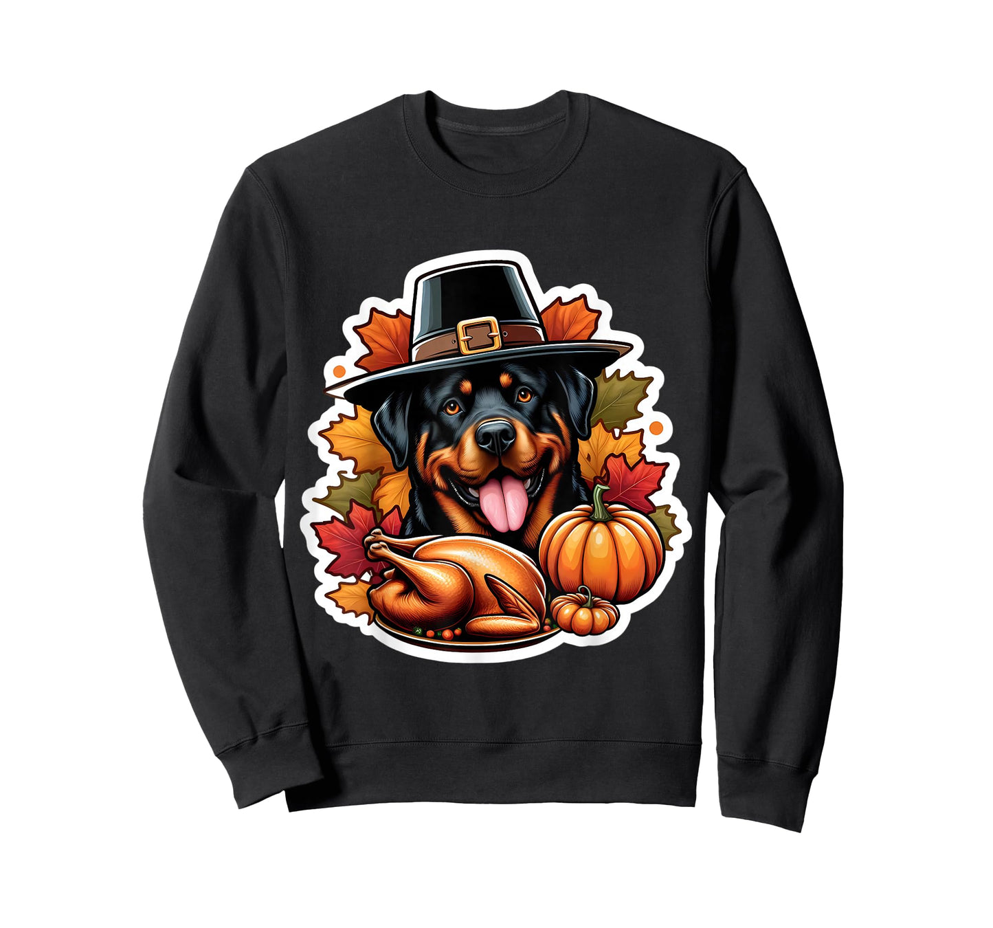 Thanksgiving Rottweiler Dog Owner Lover Funny Pilgrim Turkey T-Shirt
