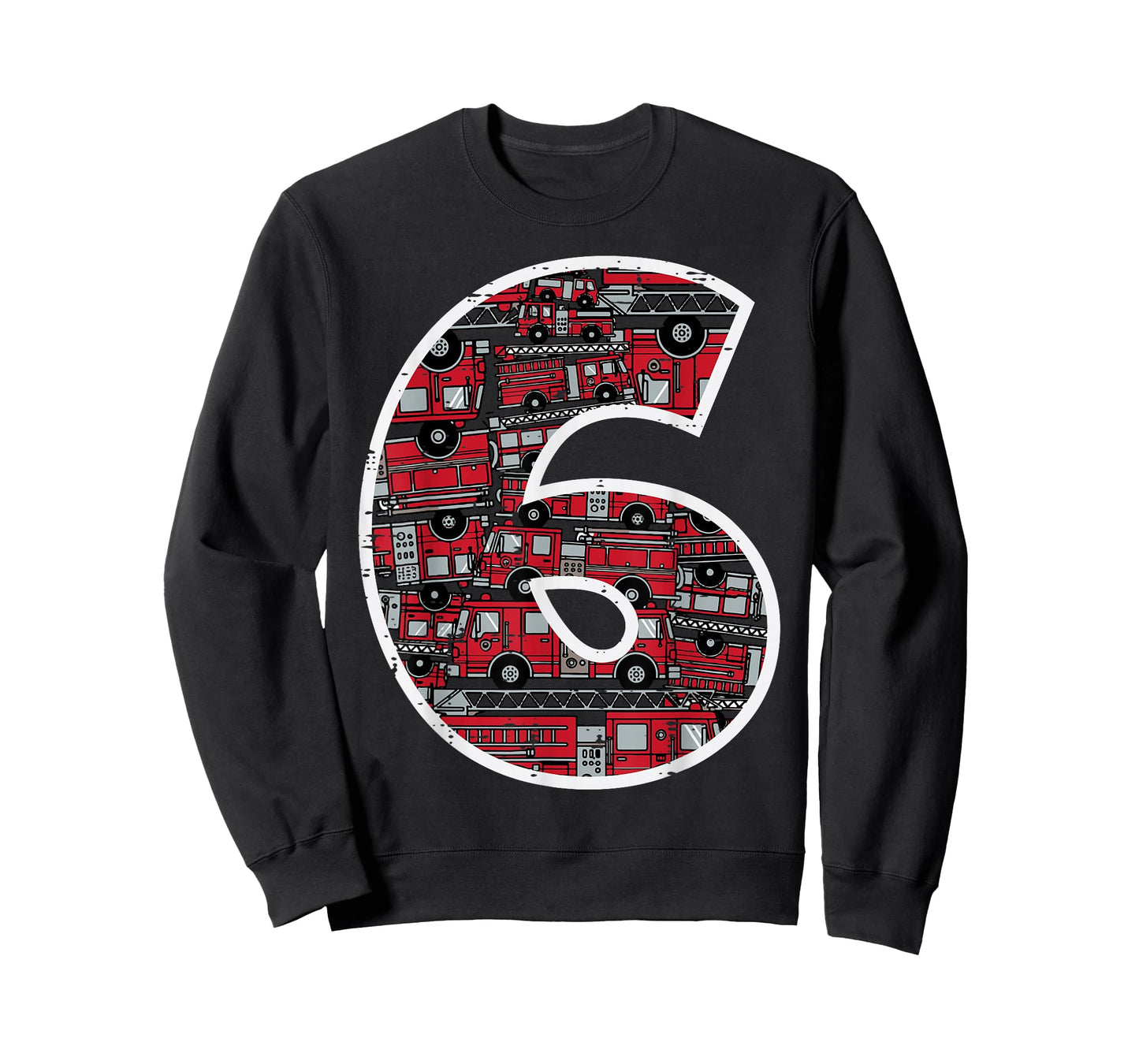 6th Birthday 6 Firetrucks Firefighter Fireman Bday Boys Kids T-Shirt