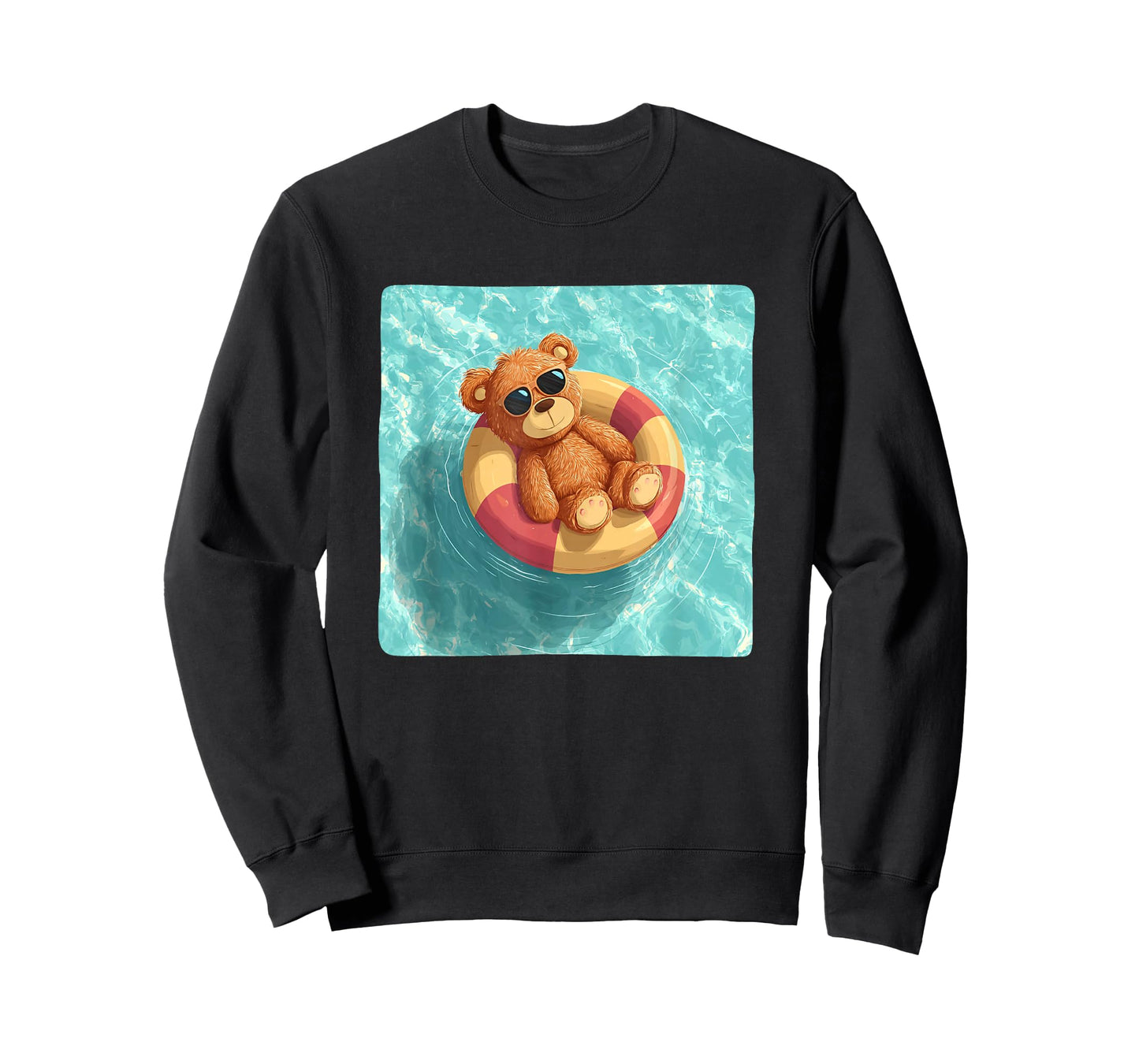 Funny Teddy Bear in Pool Ring for Vacation Lovers T-Shirt