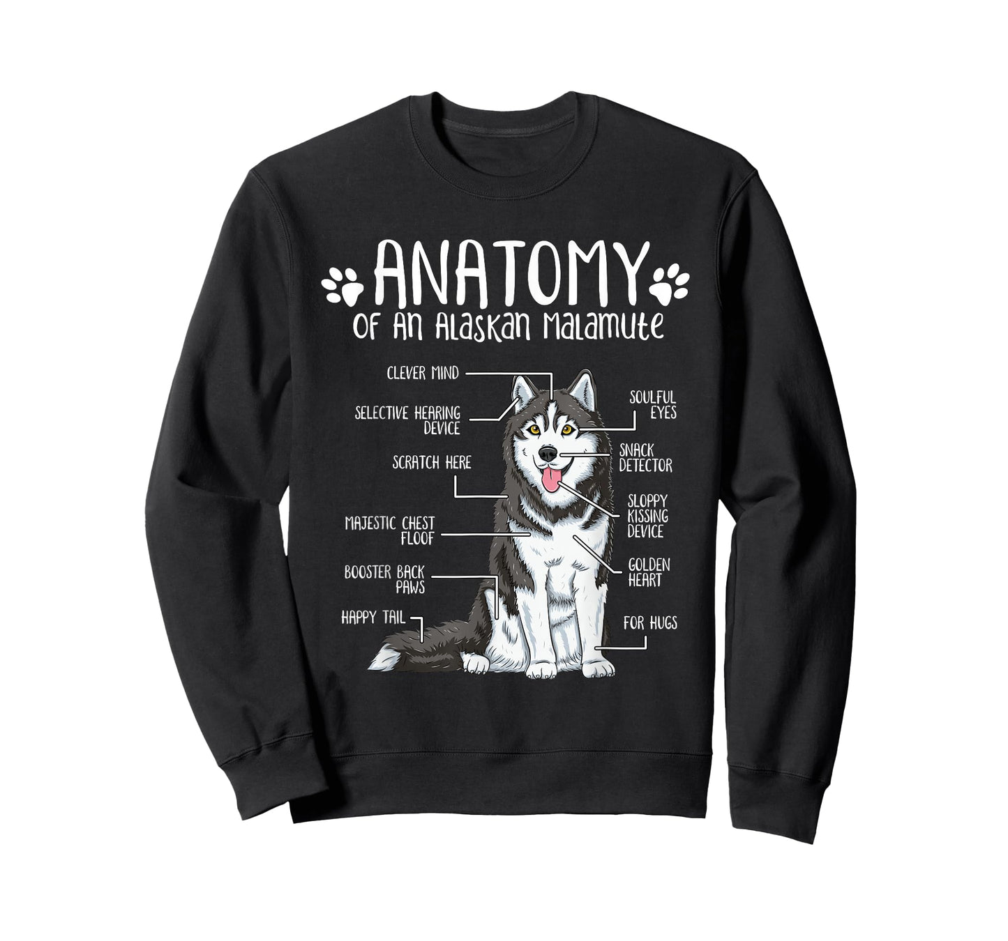 Funny Anatomy Alaskan Malamute Dog Lover T-Shirt for Men Women Girls Kids