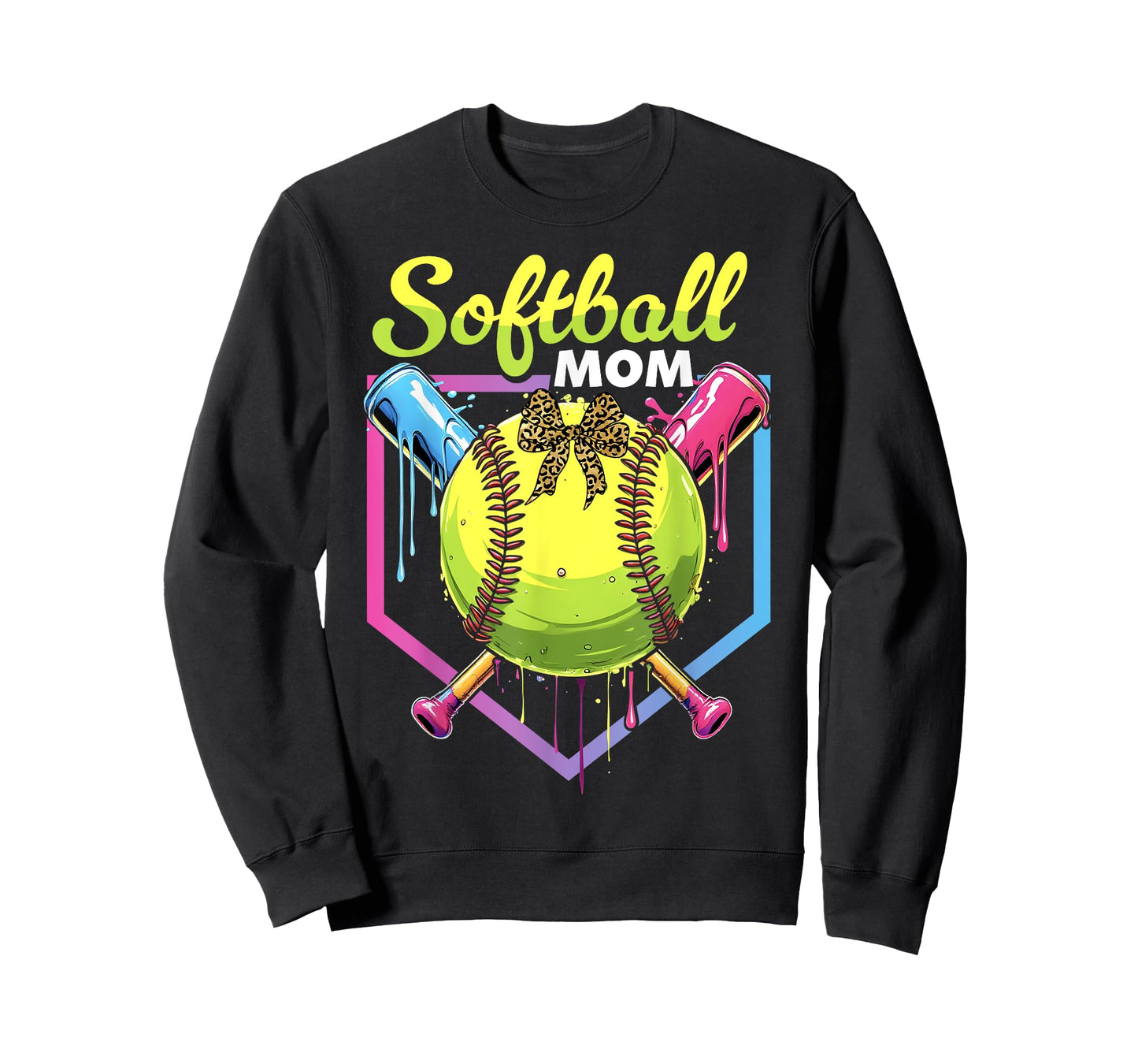 Softball Drip Mom Ice Cream Softball Mama Bow Mother's Day T-Shirt