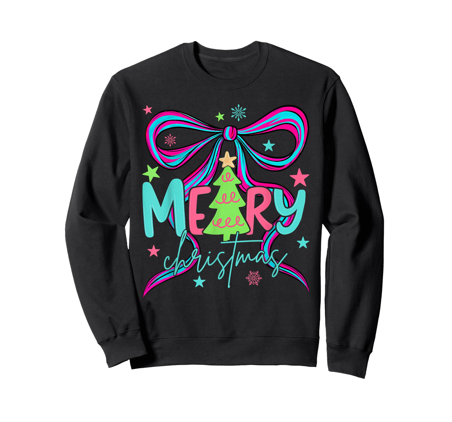 Brushstroke Coquette Merry Christmas Tree Men Women Kids T-Shirt