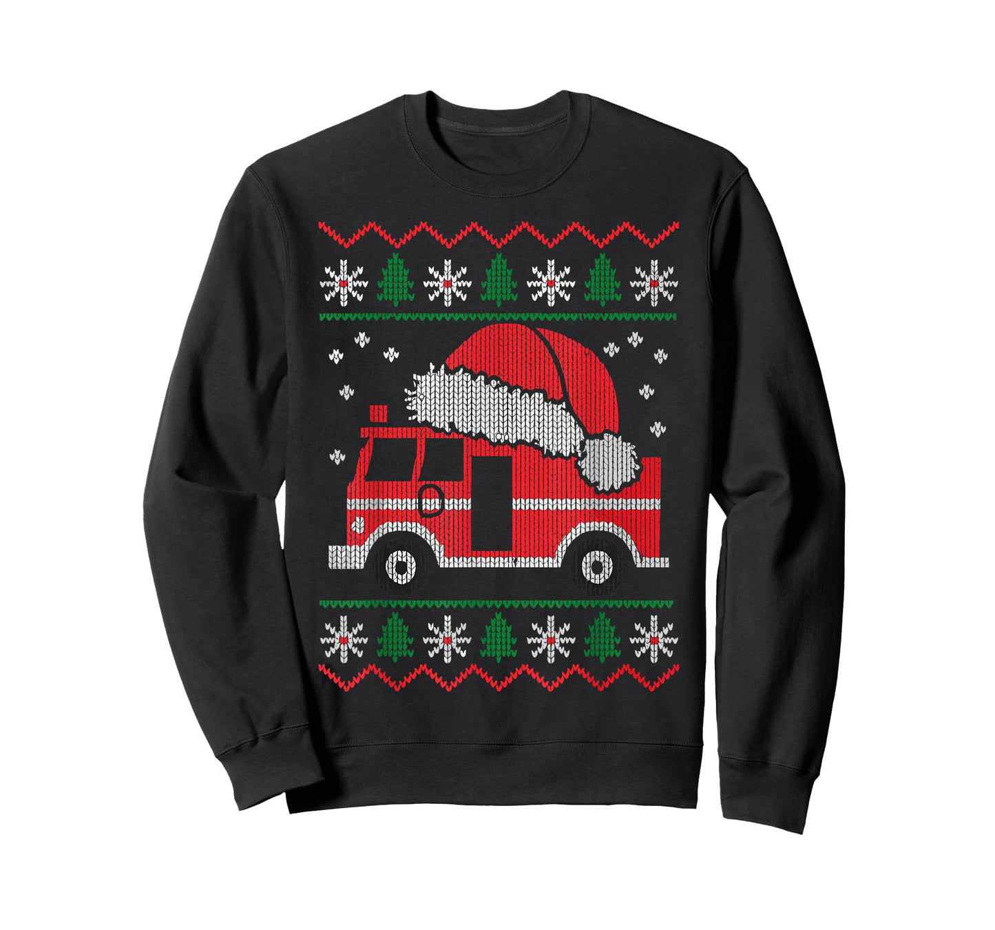 Funny Ugly Christmas Sweater Firetruck Christmas Firefighter T-Shirt