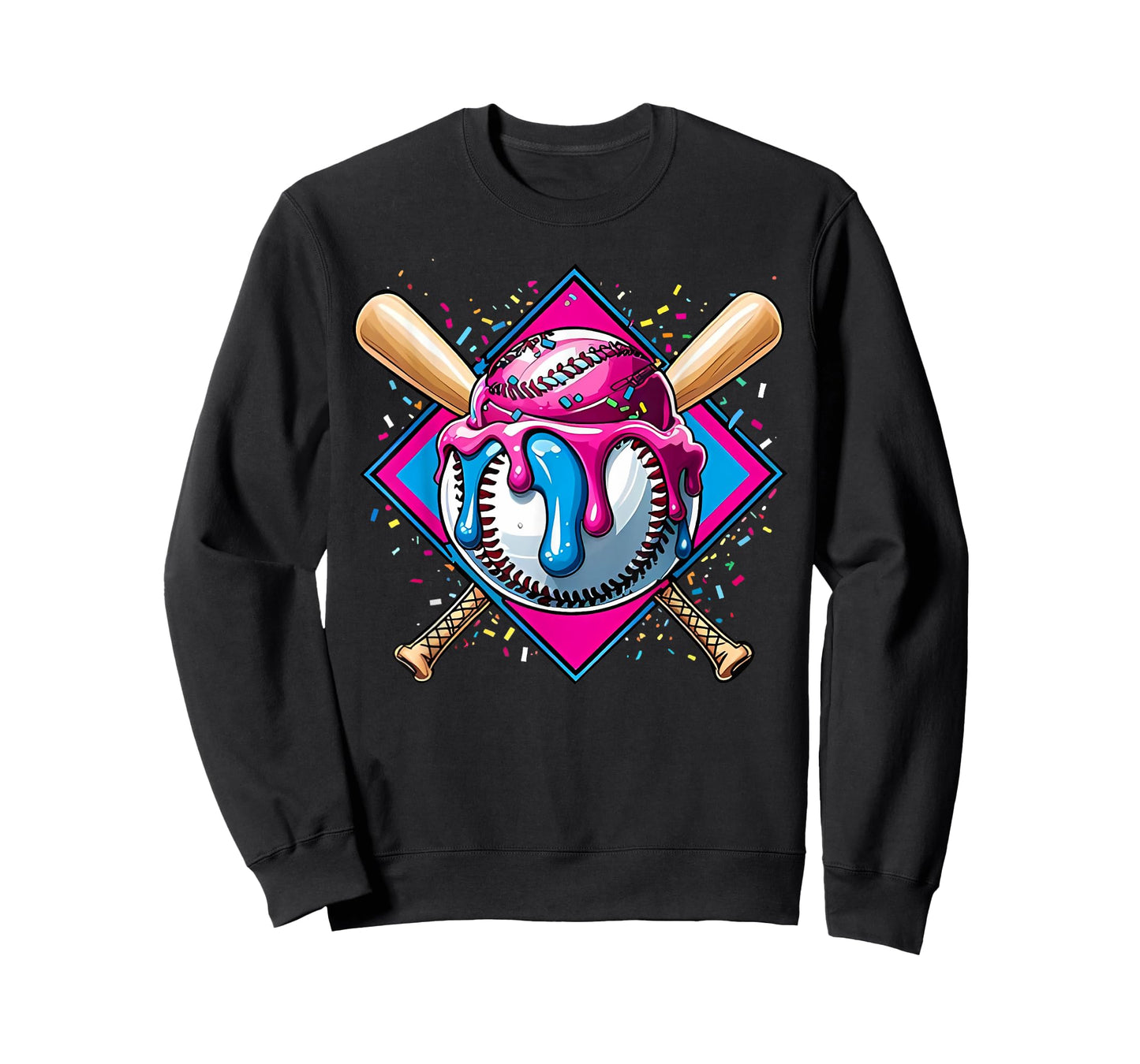 Baseball Ice Cream Dripping Baseball Home Plate Drip T-Shirt