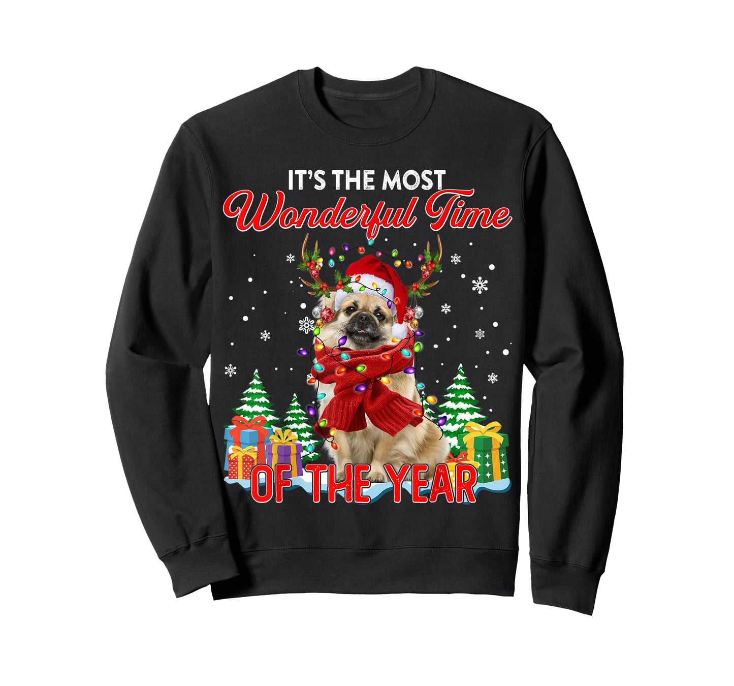 Tibetan Spaniel Christmas Lights Its The Most Wonderful Time T-Shirt