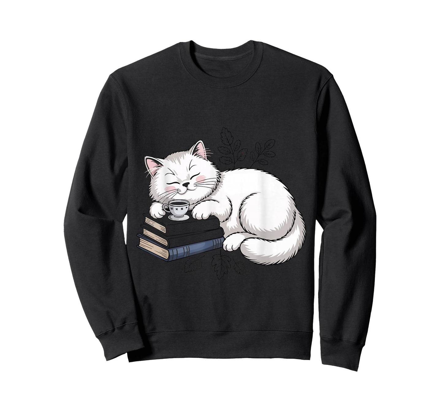 Funny Cat Sleeping Books Coffee Lover Cute Reading Bookworms T-Shirt