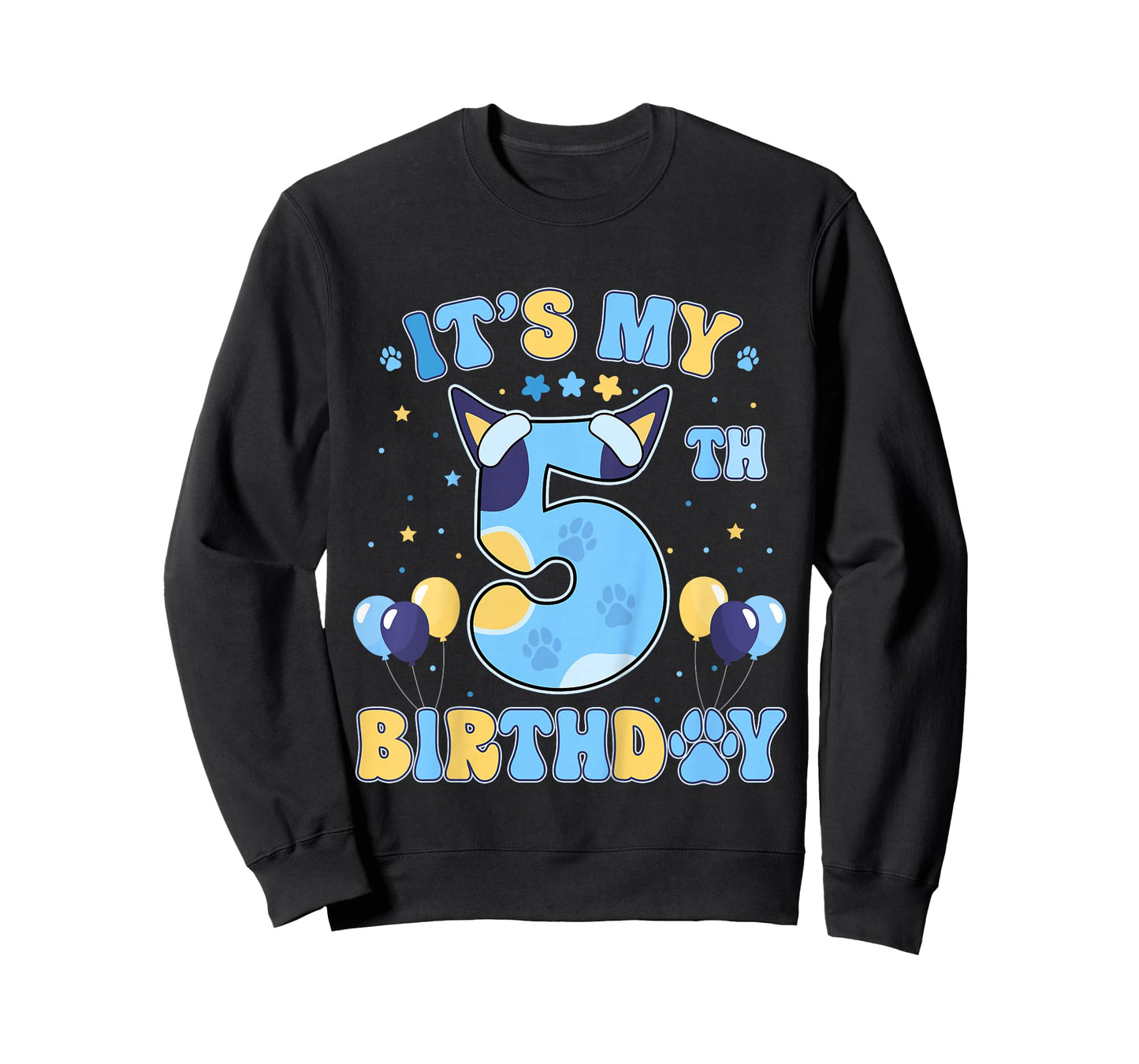 Kids Its my 5th Birthday Boy Blue Dog Theme Party Cool 5 Year Old T-Shirt