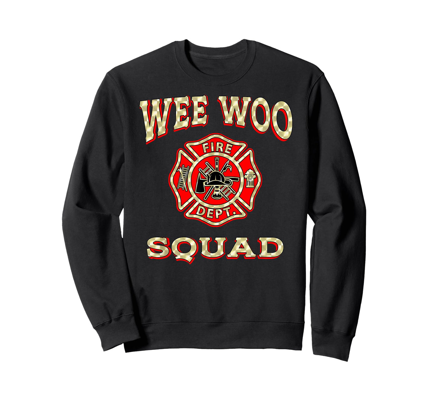 Wee WOO Squad Funny Firefighter Badge Marshal Fire Truck T-Shirt