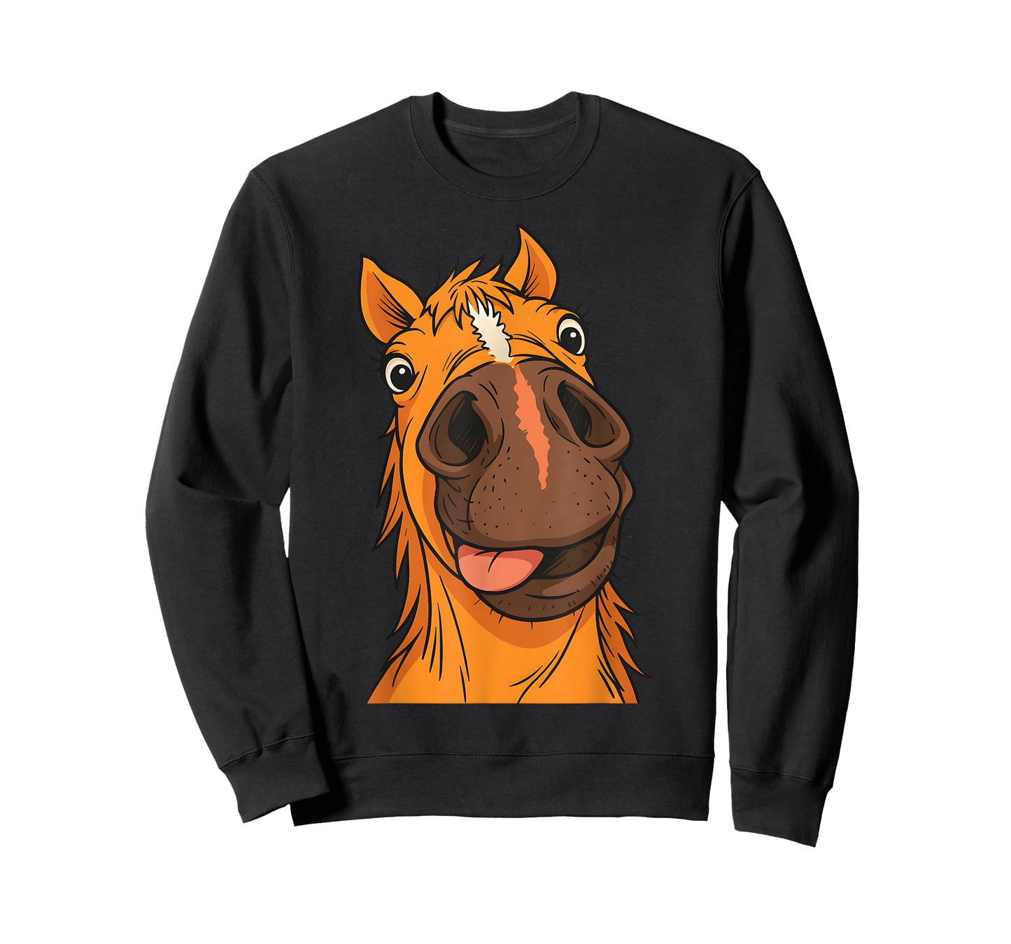 Funny Horse Face Tongue Out Cartoon Animal Humor Equestrian T-Shirt