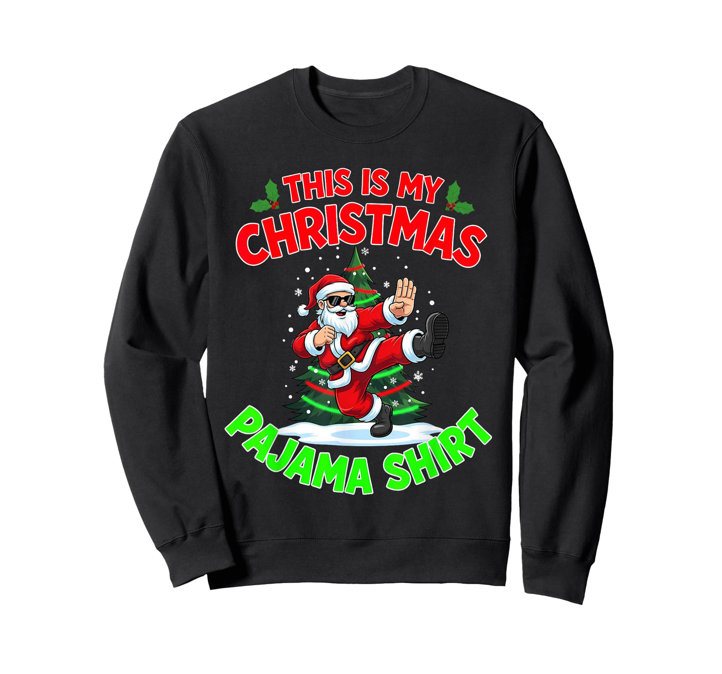 This is My Christmas Pajama Santa Claus Playing Karate T-Shirt