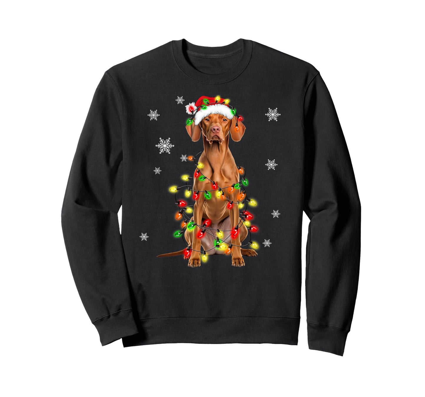 Vizsla Dog Christmas Tree Lights Xmas Pajama T-Shirt