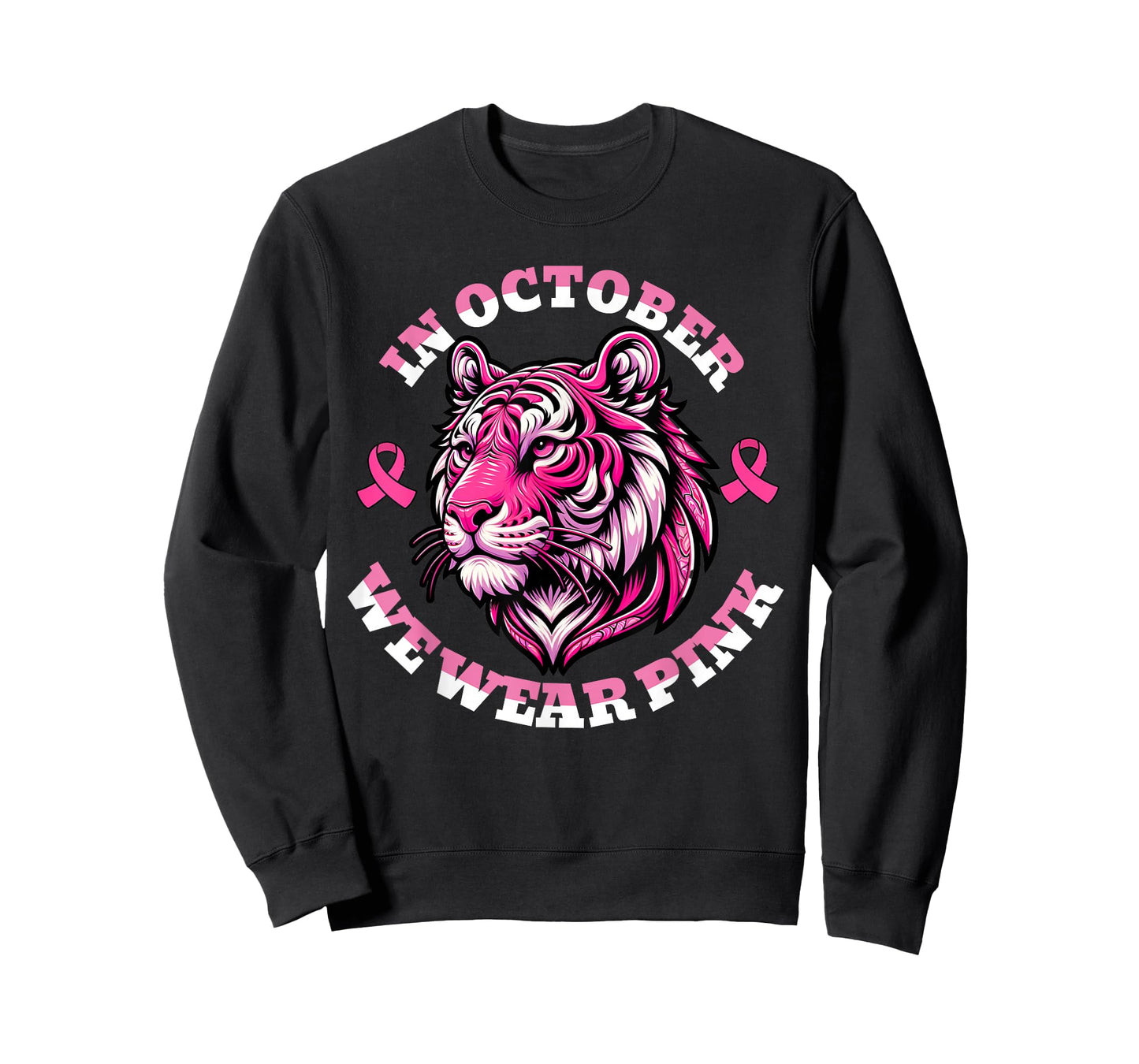 Tiger Pink, in October We Wear Pink Cute Graphic T-Shirt