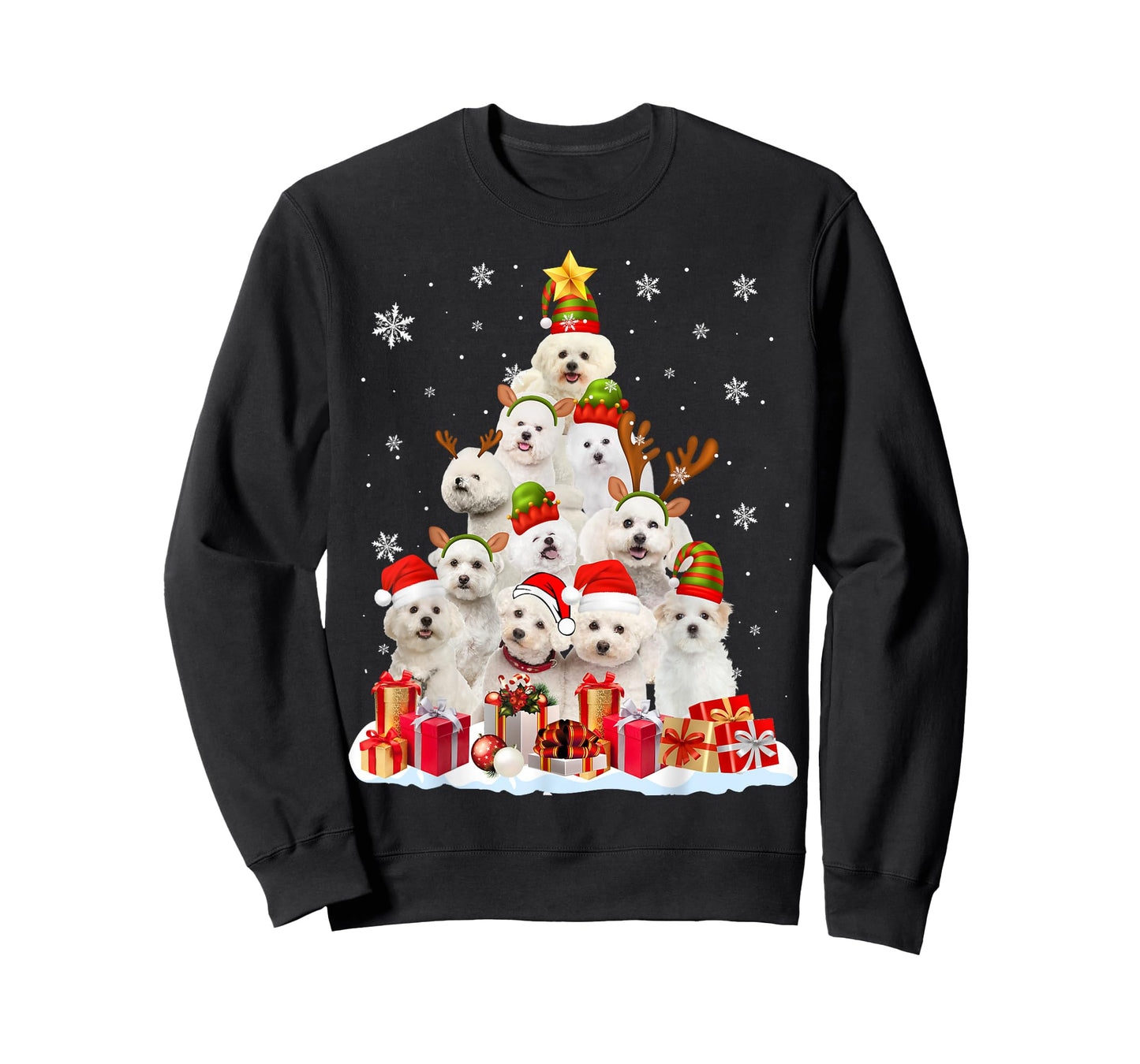 Funny Bichon Frise Christmas Tree Funny Dog Lover Gifts T-Shirt for Men Women Girls Kids