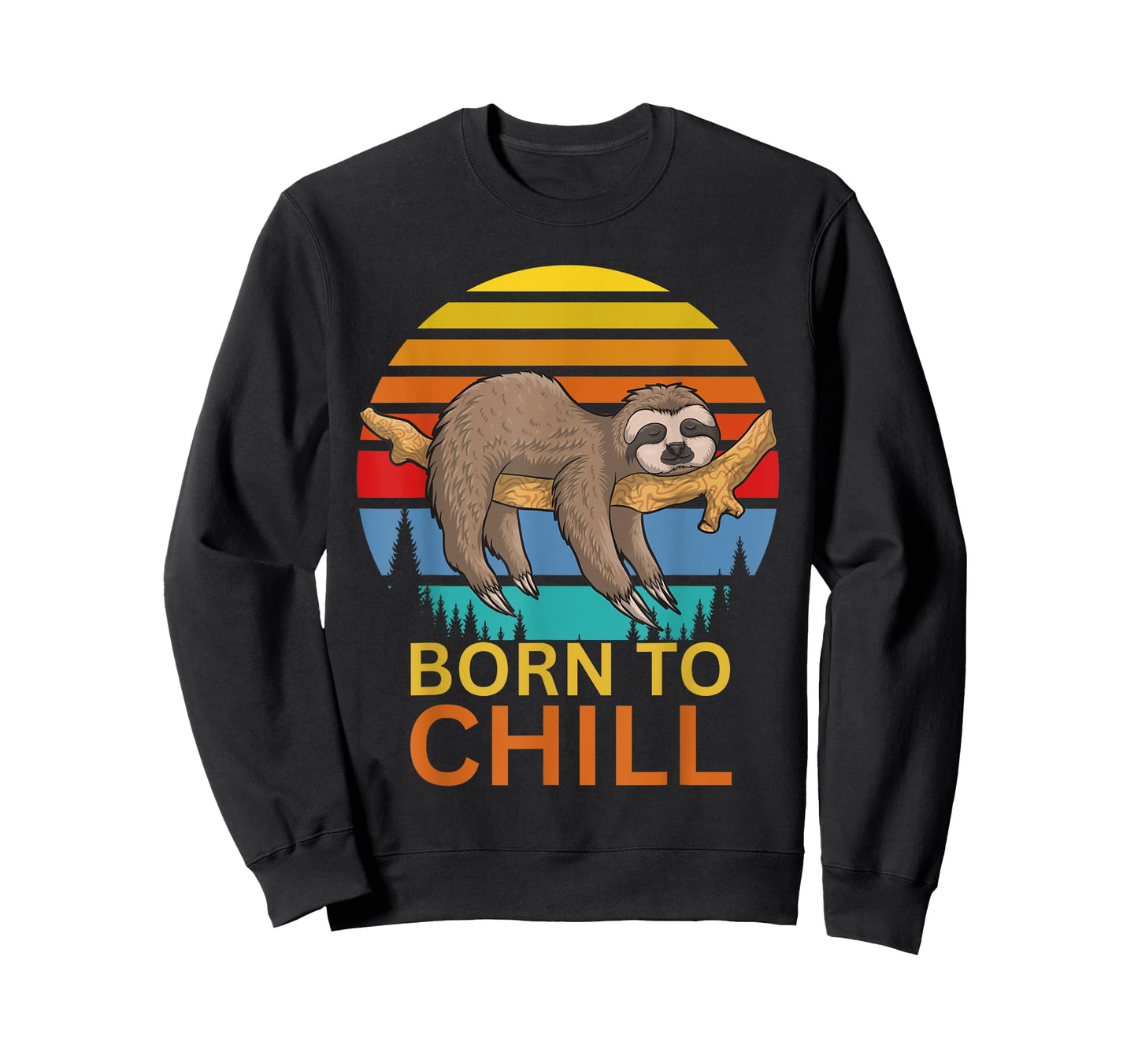 Born to Chill Sloth Retro Sunset T-Shirt – Funny Lazy Animal T-Shirt