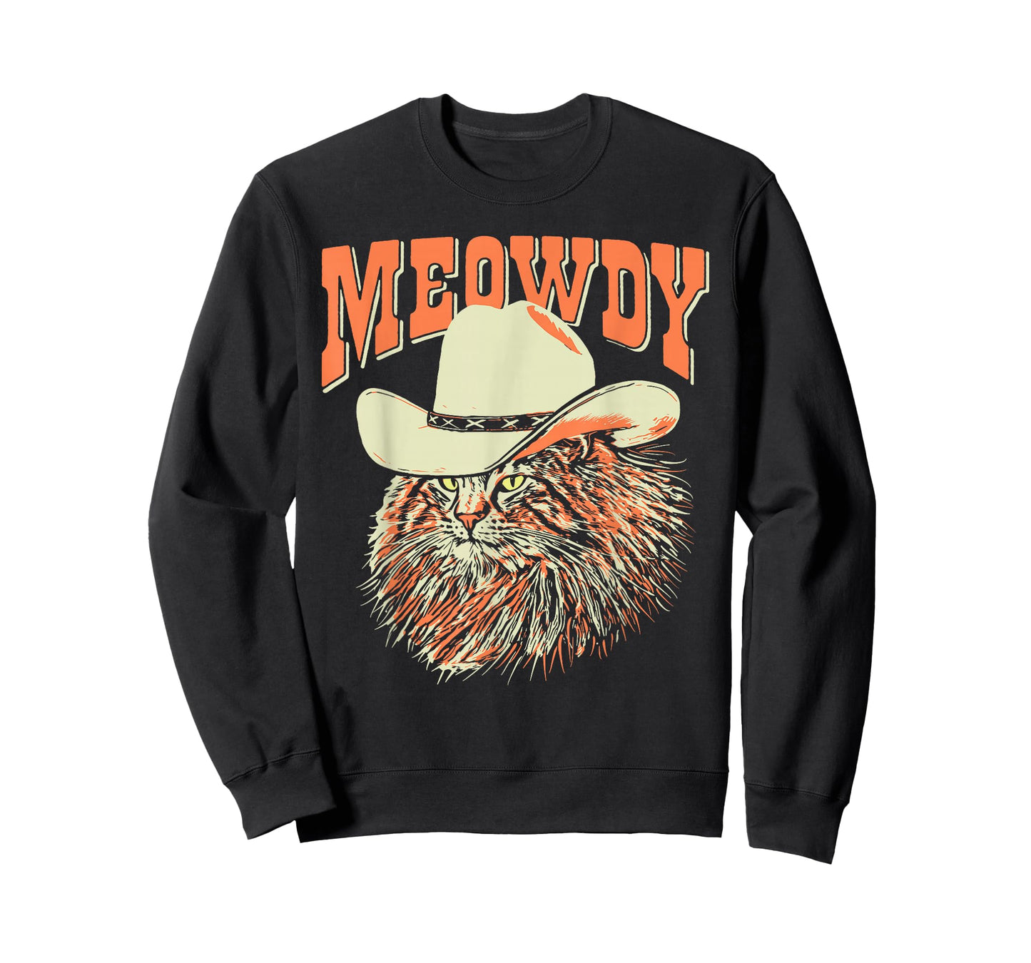 Southern Timbers Meowdy! Funny Country Music Cat Cowboy Hat Vintage Brown T-Shirt