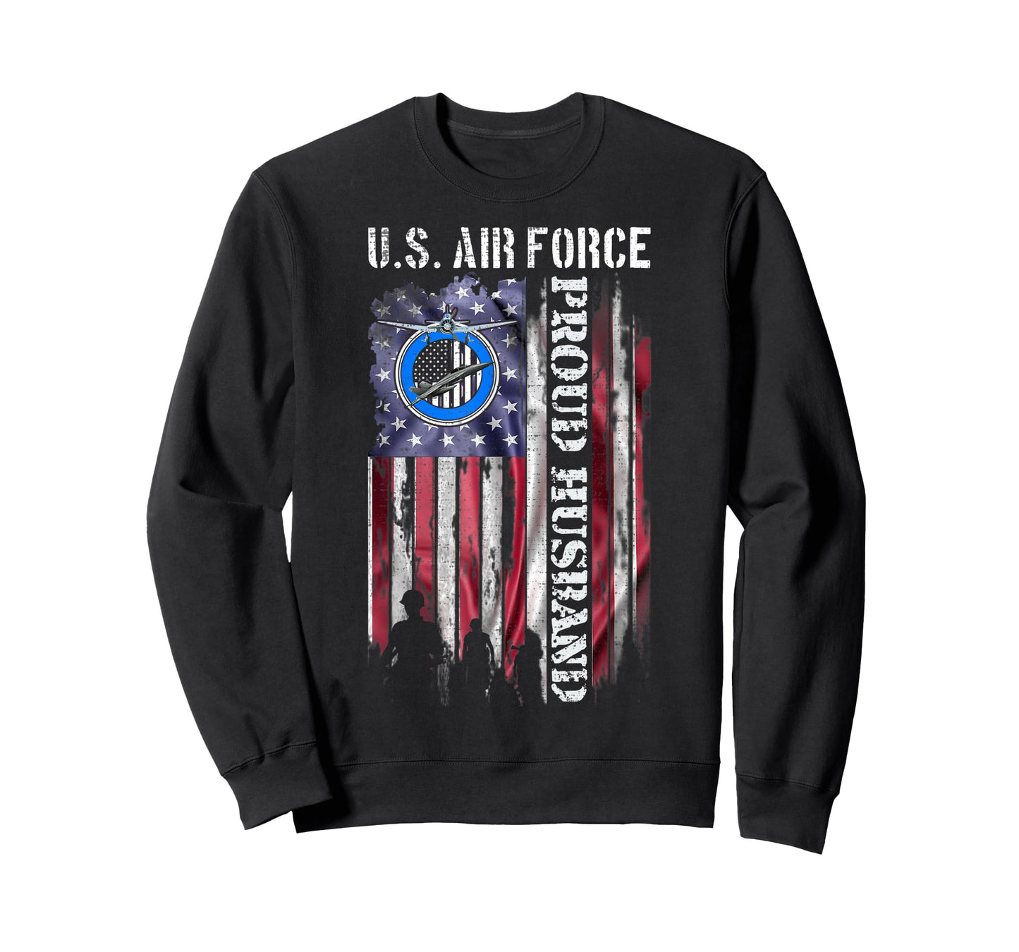 Vintage USA American Flag US Air Force Proud Veteran Husband T-Shirt