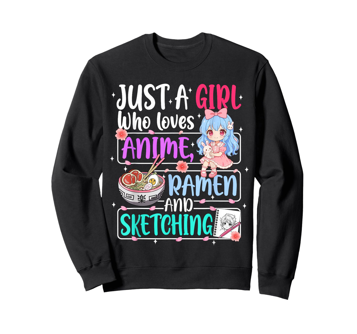 Just A Girl Who Loves Anime Ramen Sketching Japan Anime T-Shirt