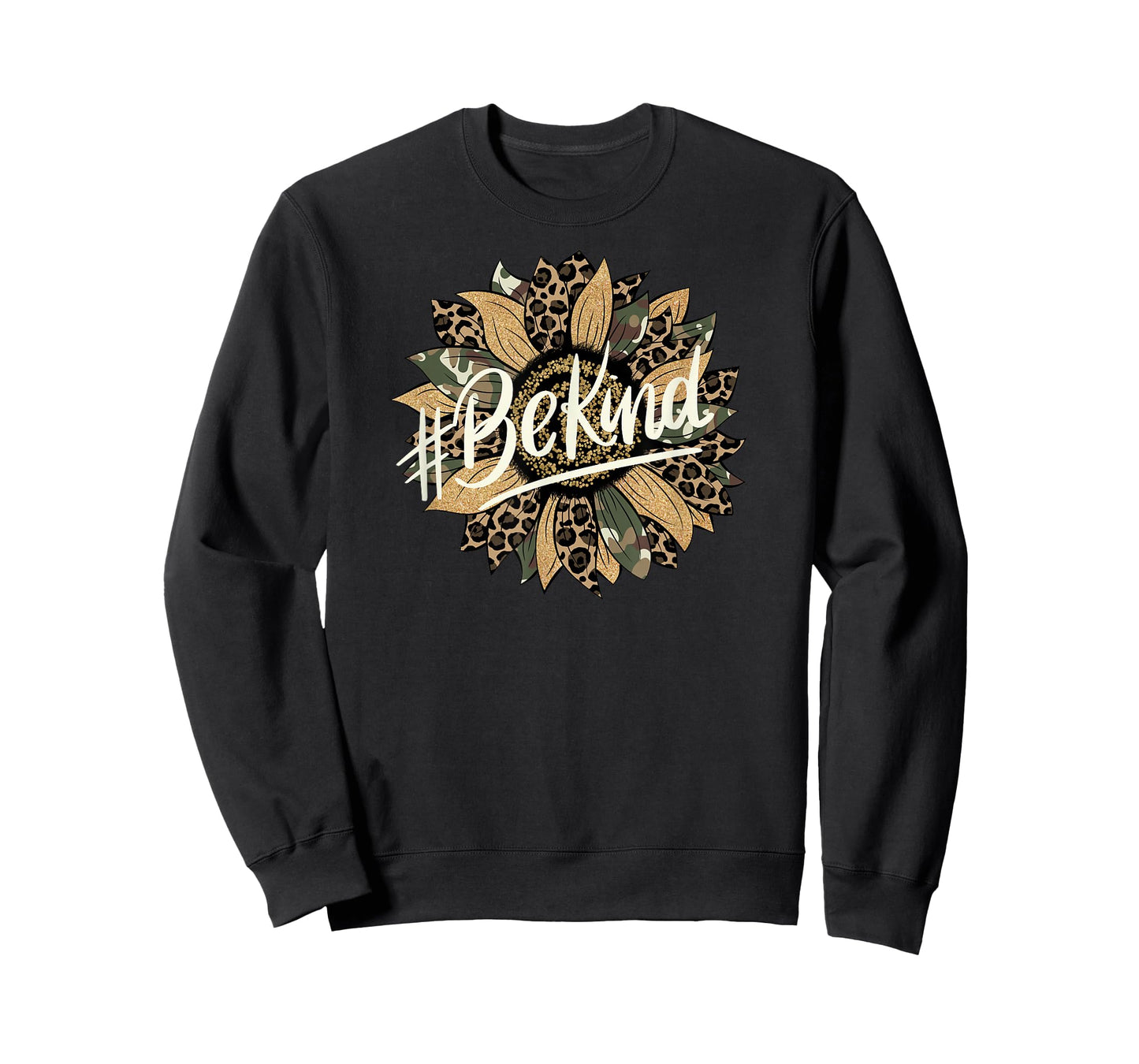 CAMO AND LEOPARD PRINT SUNFLOWER BE KIND T-Shirt