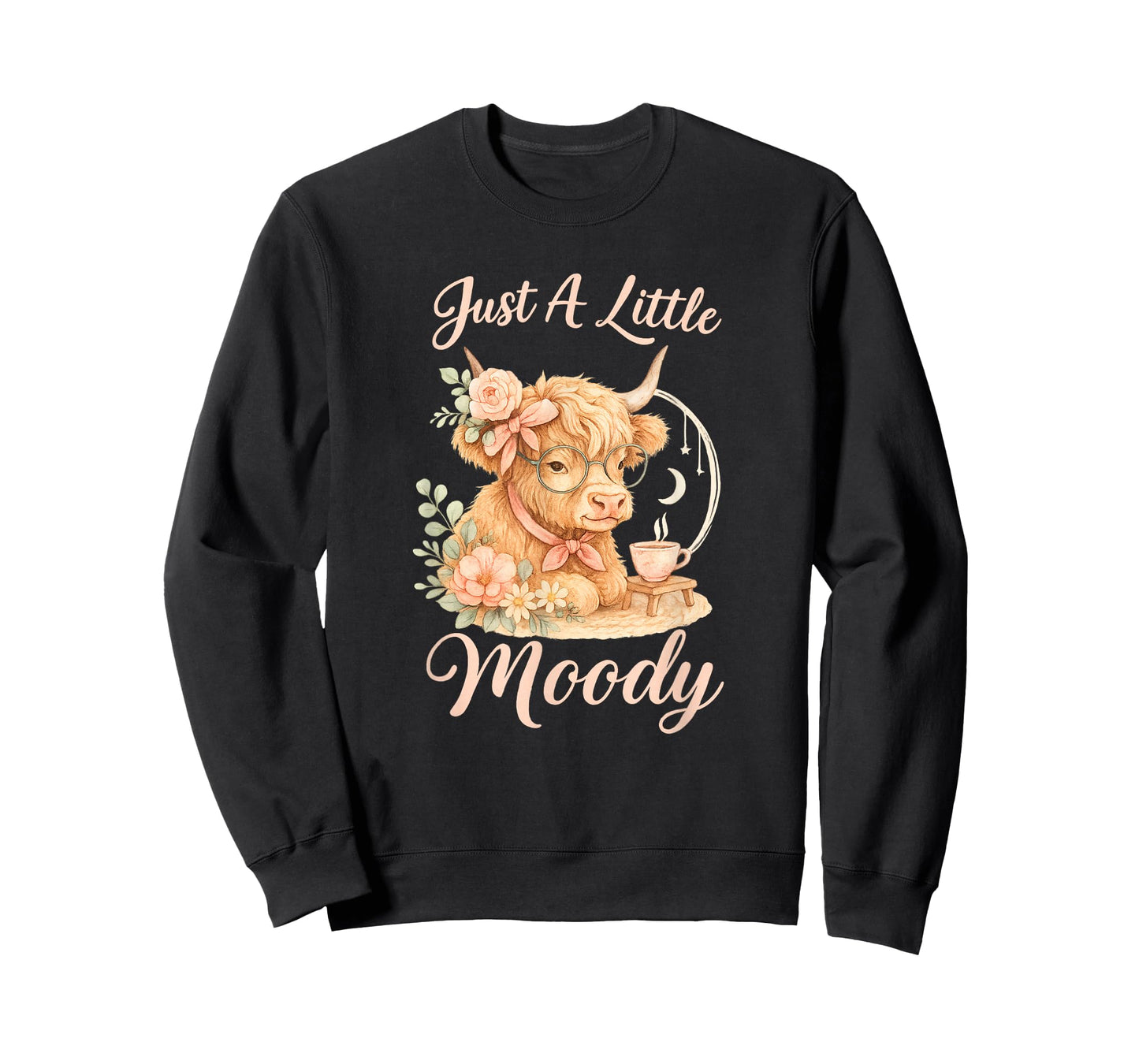 Just A Little Moody Cute Highland Cow Aesthetic T-Shirt