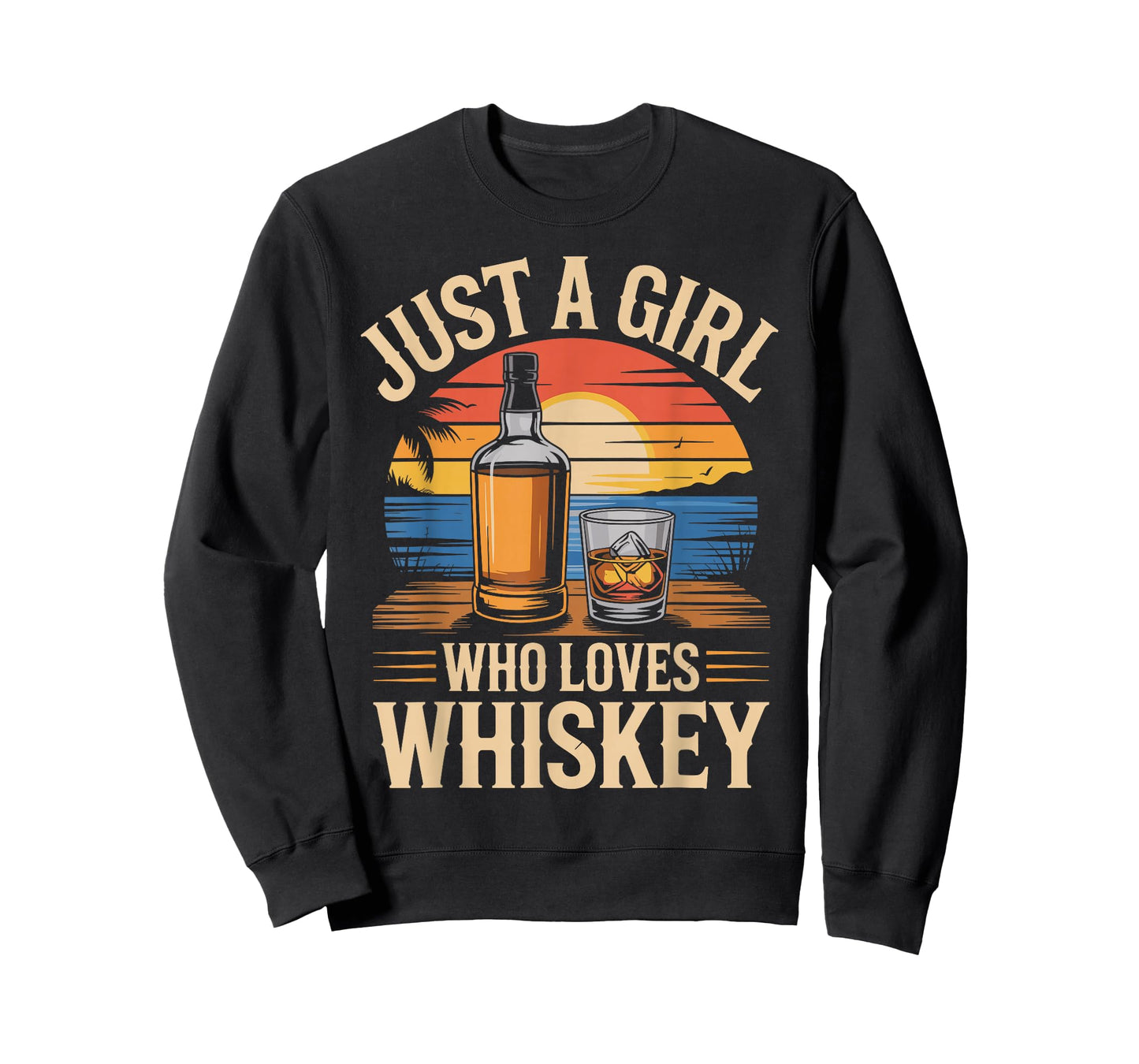 Just A Girl Who Loves Whiskey Sunset Retro T-Shirt