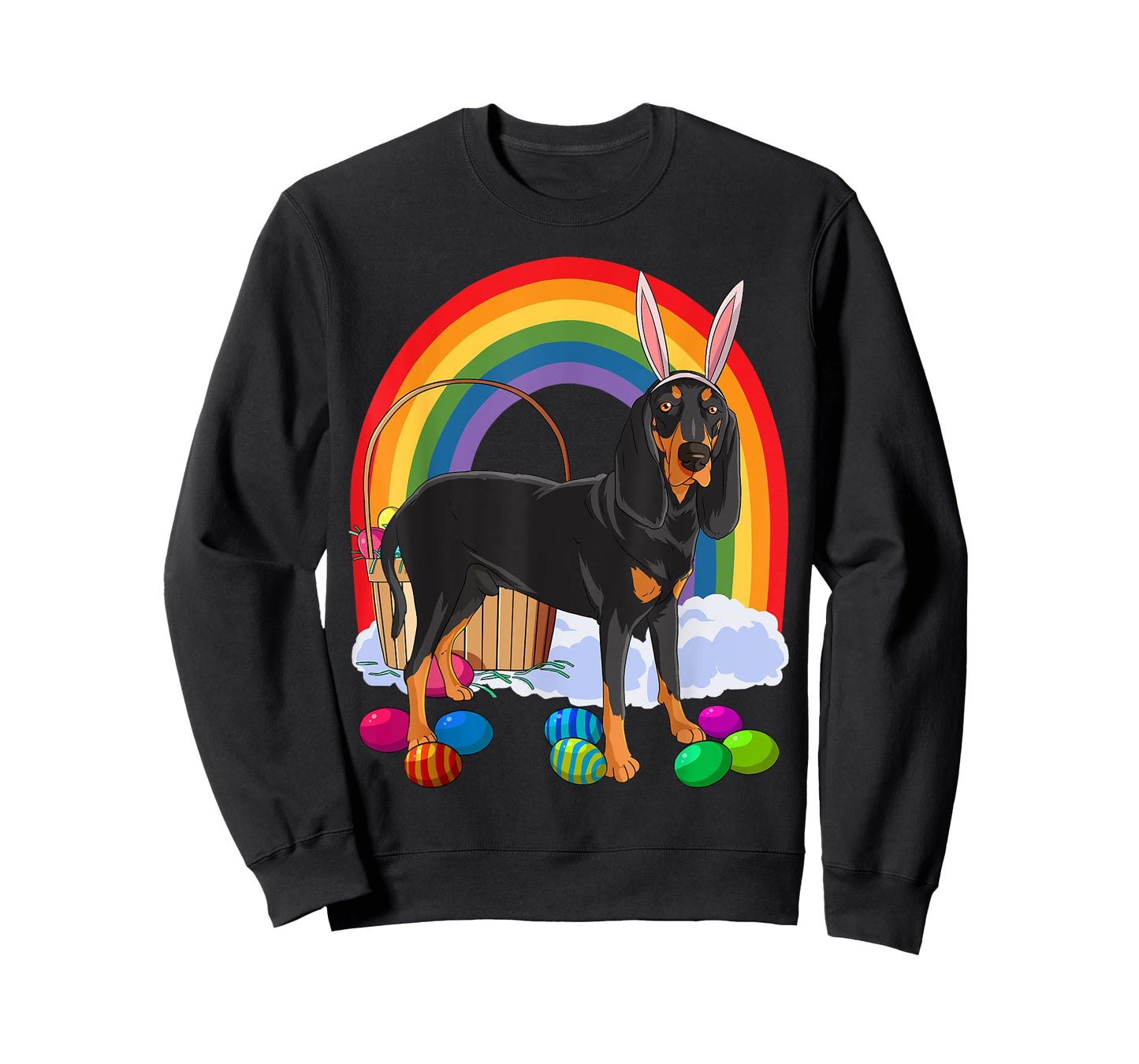 Black and Tan Coonhound Easter Eggs Bunny Dog T-Shirt