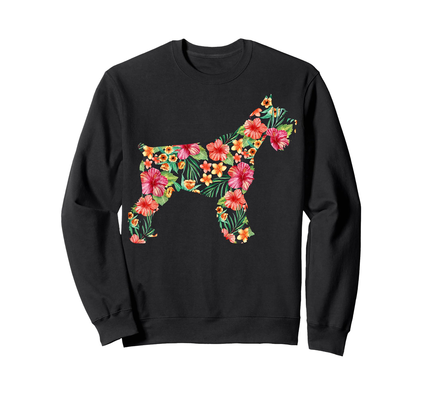 Schnauzer Flower Funny Dog Silhouette Floral Gifts Women T-Shirt