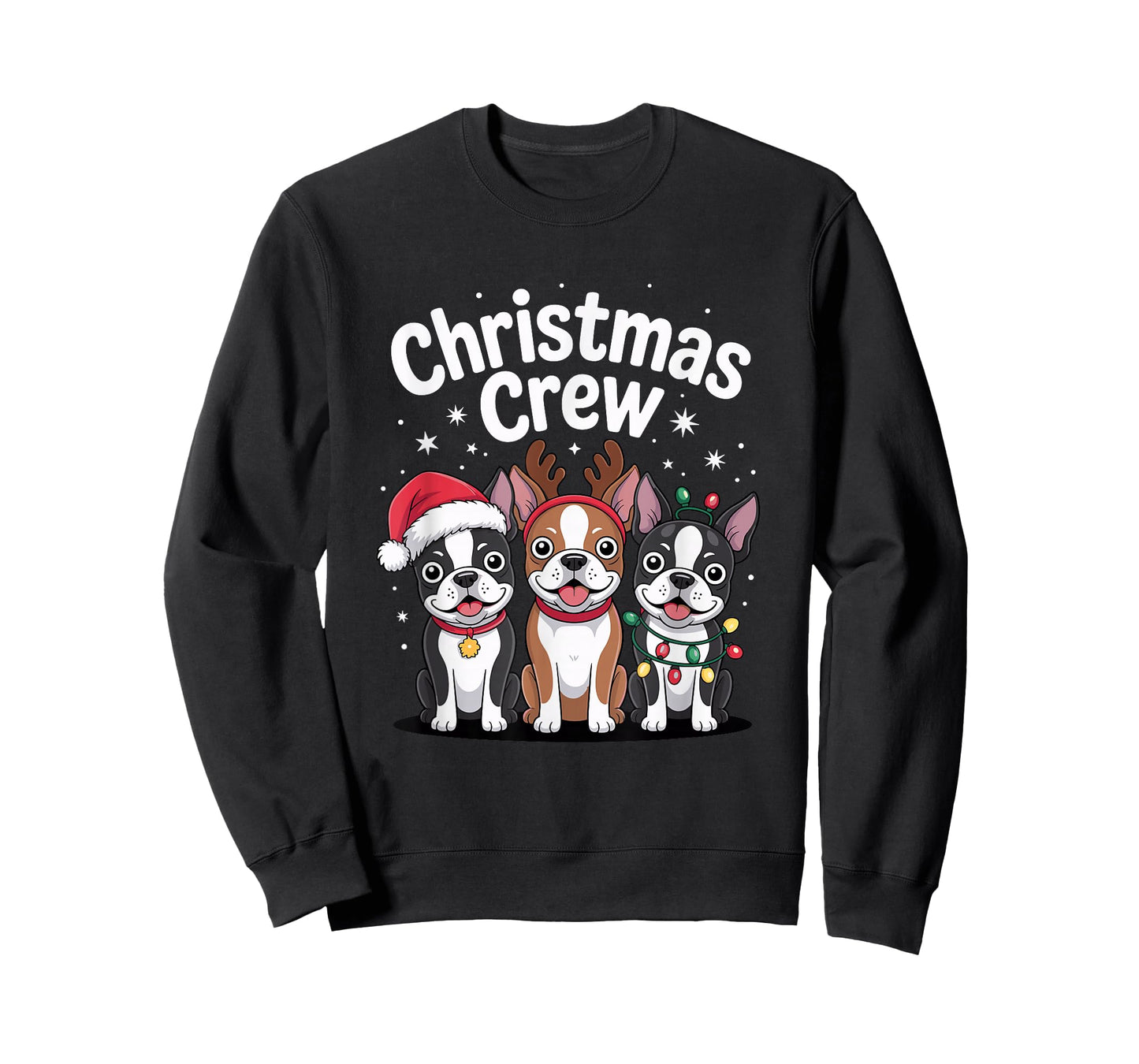 Christmas Crew Xmas Puppy Dog Funny Christmas Boston Terrier T-Shirt
