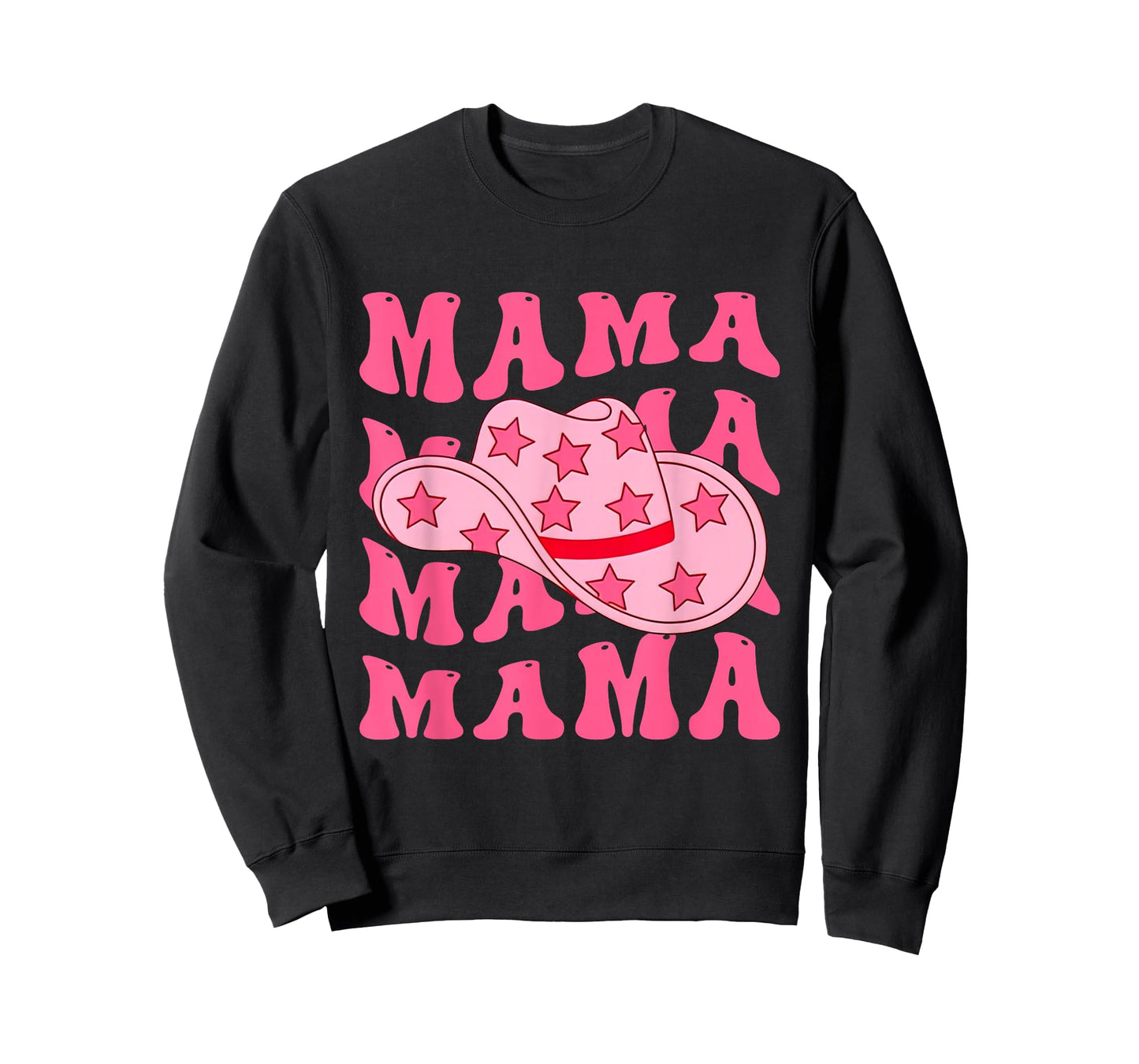 Pink Cowboy Hat Western Cowgirl Mama Groovy Country Mom T-Shirt