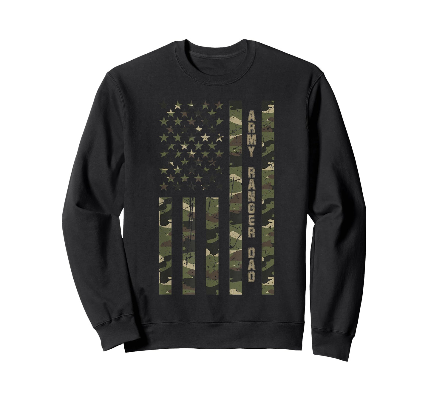 Army Ranger Dad United States Distressed Camo w US Flag T-Shirt
